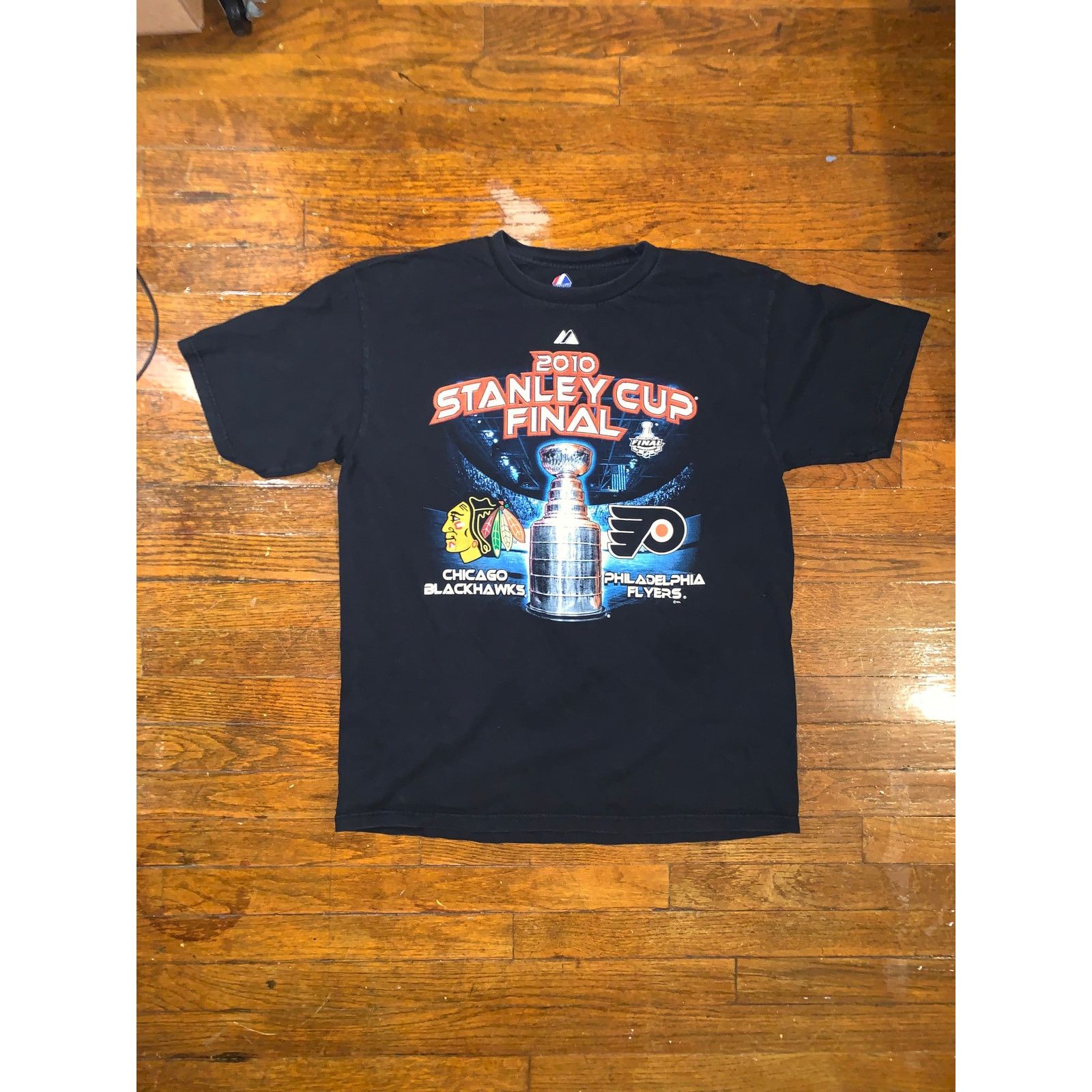 Majestic × NHL × Vintage Stanley Cup T Shirt Blackhawks Flyers Majestic NHL Hockey L Size US L / EU 52-54 / 3 - 2 Thumbnail