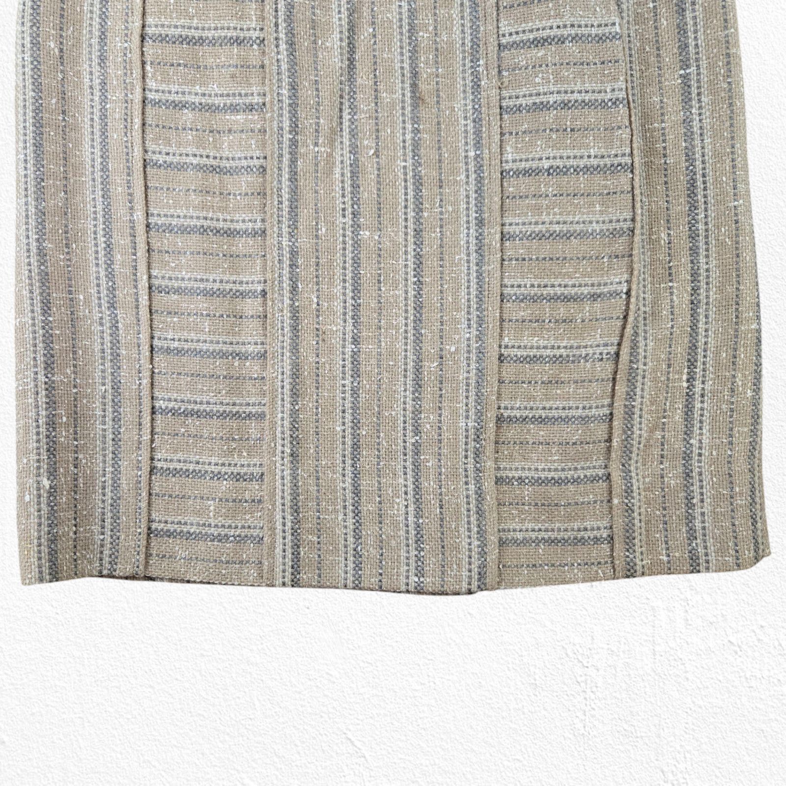 Vintage 1950s Beige Striped Tweed High Waisted Belted Skirt Size 2 Size 26" / US 2 / IT 38 - 4 Thumbnail