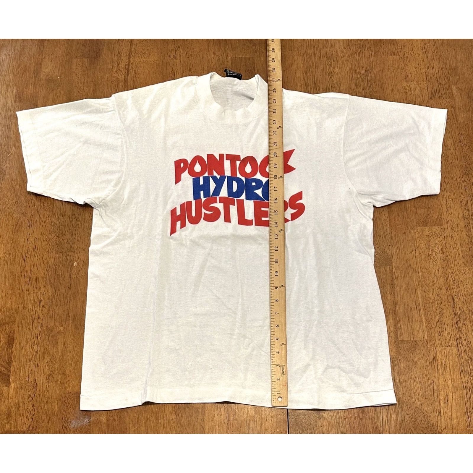 Fruit Of The Loom Vintage Pontook Hydro Hustlers Shirt XL White Single Stitch 90s Sargent Yankee NH T Mens Size US XL / EU 56 / 4 - 7 Thumbnail
