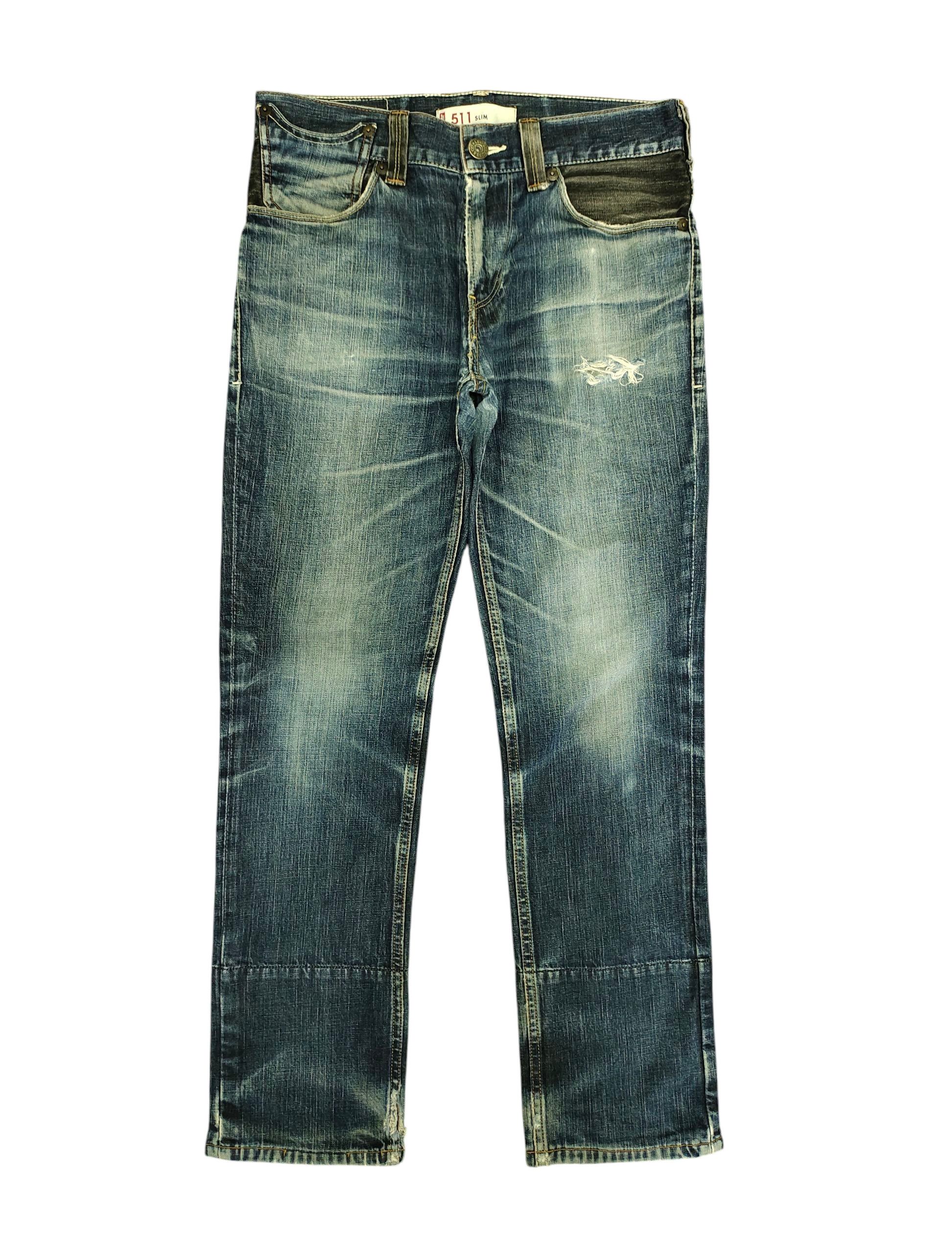 Kapital Vintage Levis 511 Slim Jeans - Distress Faded Grunge Denim Size US 32 / EU 48 - 1 Thumbnail