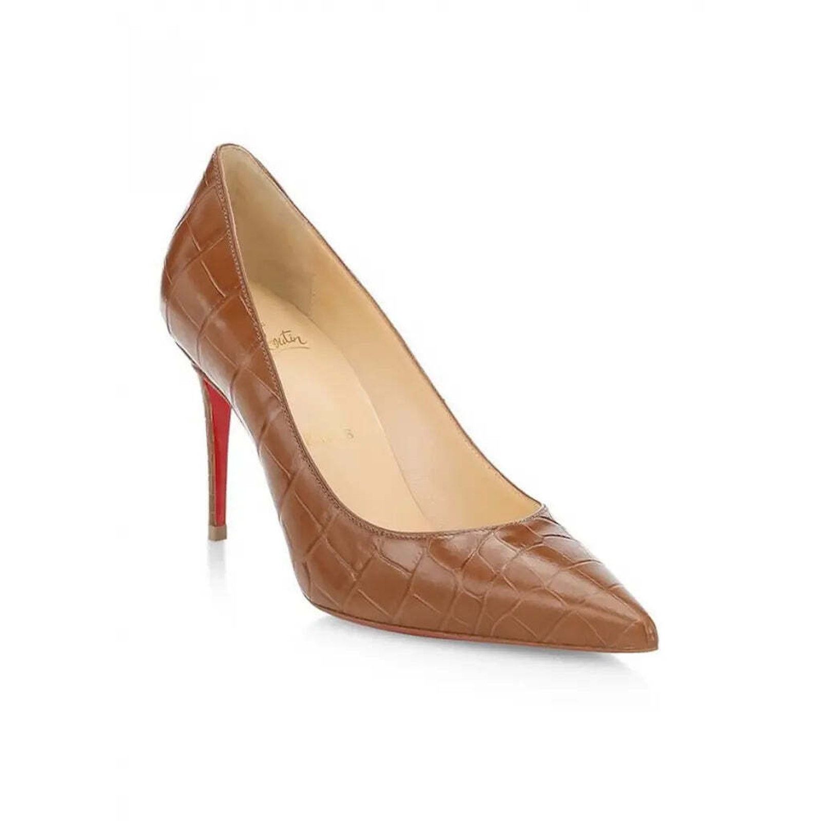 Christian Louboutin Christian Louboutin Kate 85 Brown Biscotto Croc Classic Size US 6.5 / IT 36.5 - 3 Thumbnail