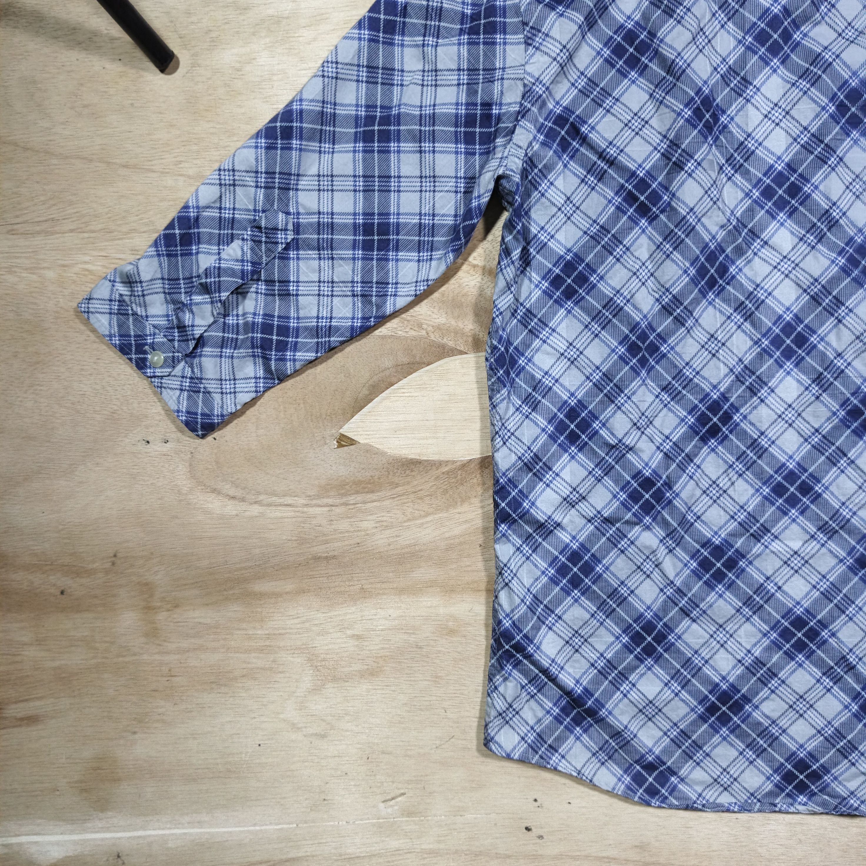 PPFM PPFM Blue Diamond Plaid 3/4 Sleeve Shirt Size US L / EU 52-54 / 3 - 7 Thumbnail