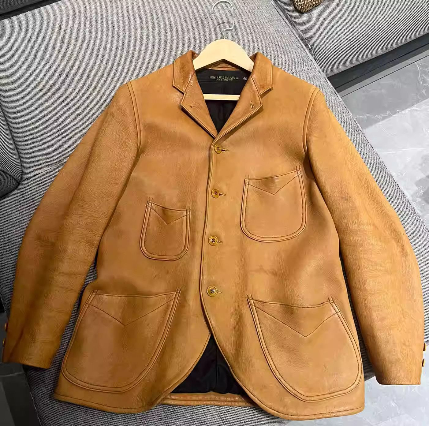 image of Freewheelers Darius Original Color Buckskin Jacket in Brown, Men's (Size Large)