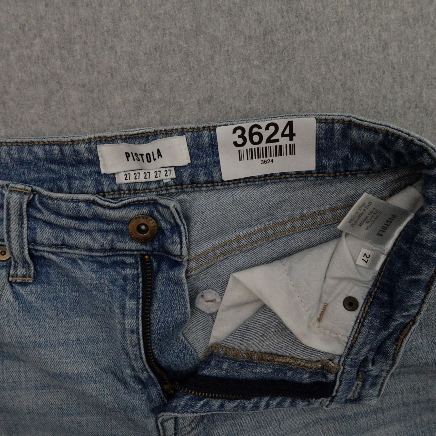 Pistola PISTOLA Jeans Womens 27 High Rise Light Wash Distressed Button Fly Straight Jeans Size 27" / US 4 / IT 40 - 5 Thumbnail