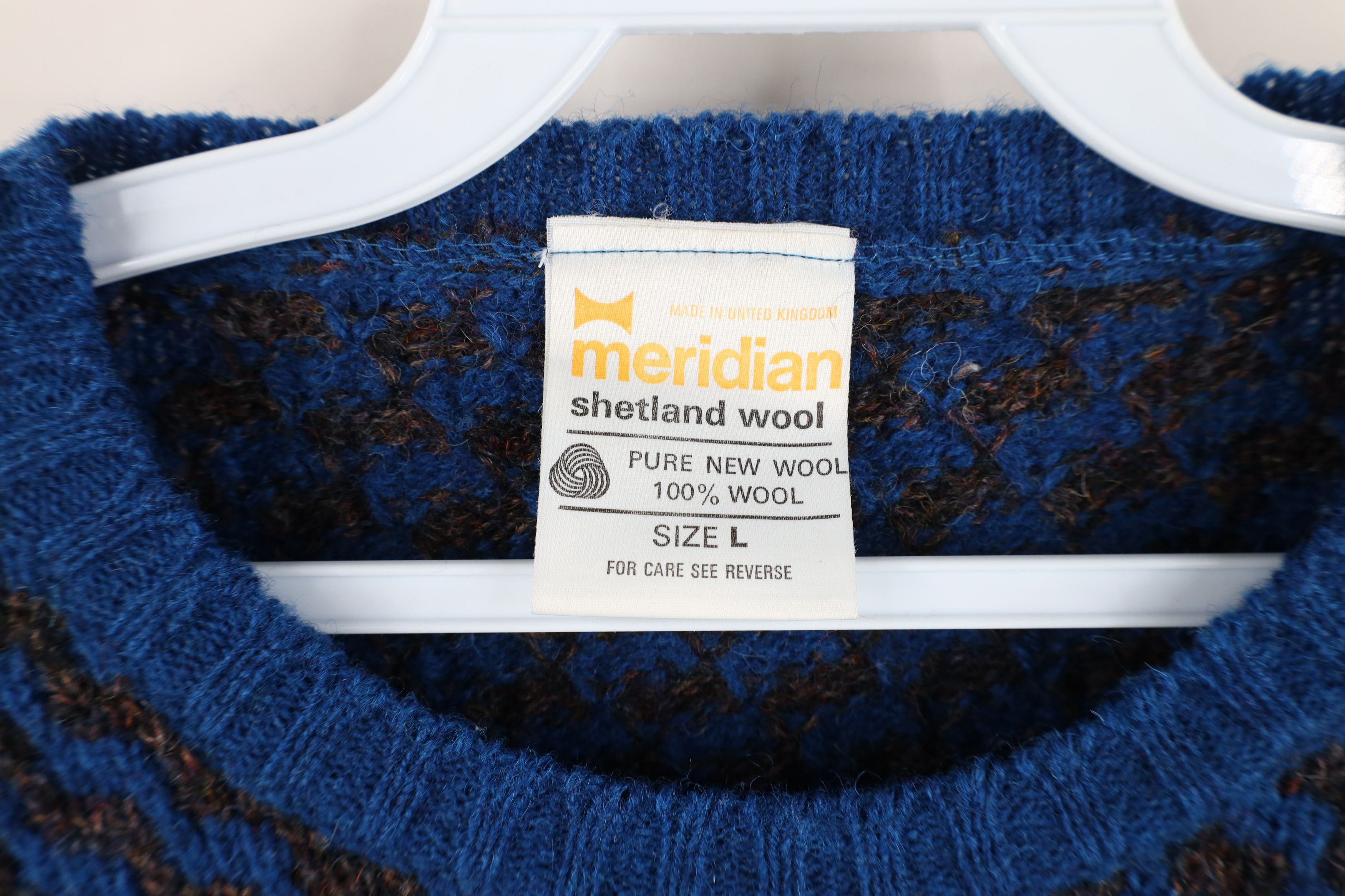 Vintage Vintage 90s Streetwear Shetland Wool Zig Zag Knit Sweater Size US L / EU 52-54 / 3 - 4 Thumbnail
