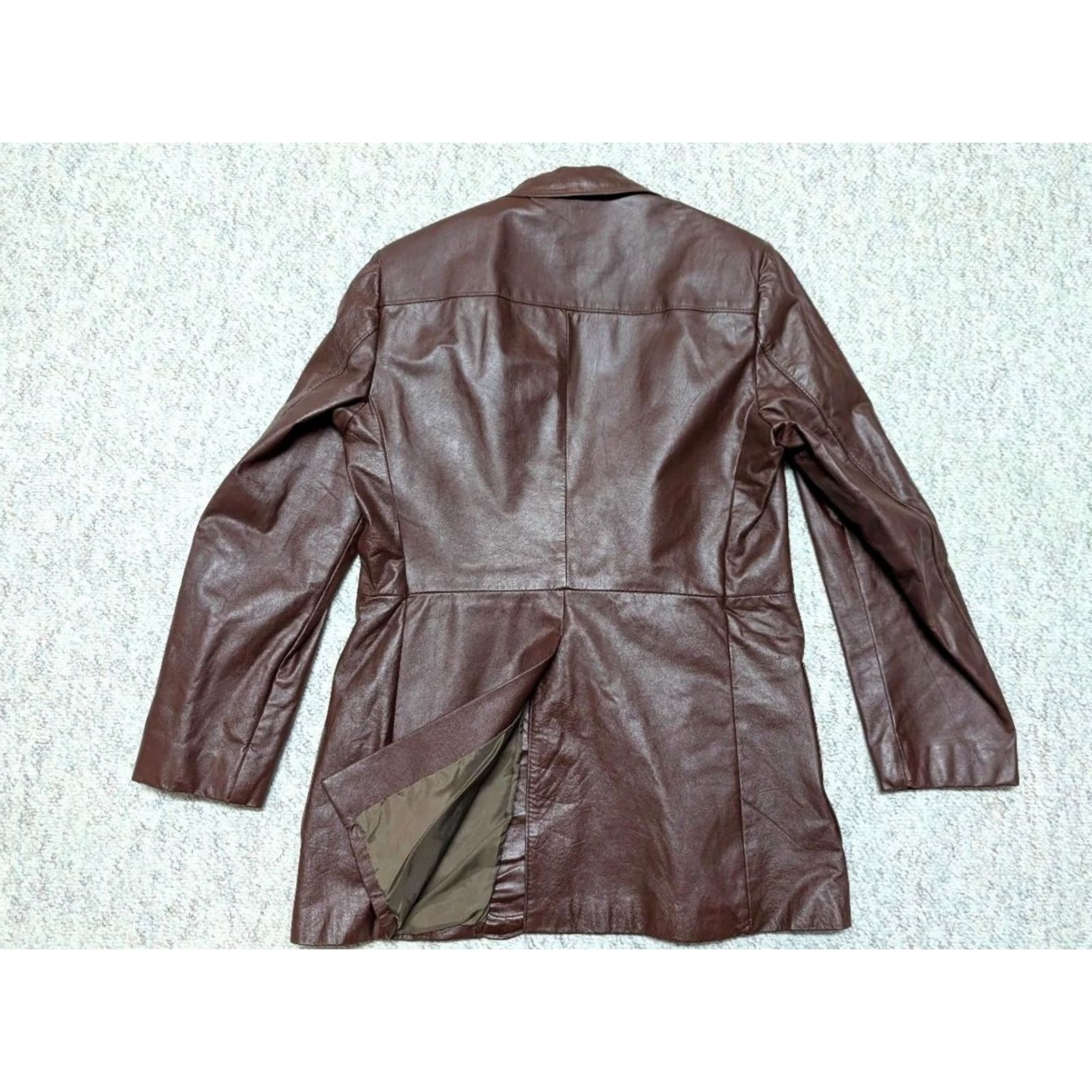 Sears VINTAGE Argentina leather blazer blazer Mens 40L brown leather two-button 3" lapel noth notch pecan brown SEARS vintage leather blazer Size 40R - 2 Thumbnail