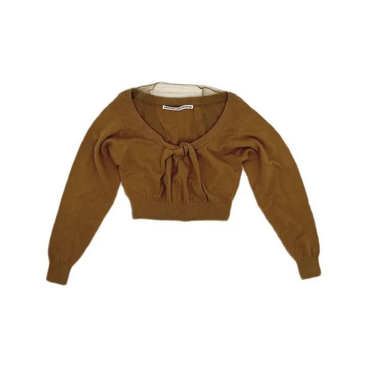 Alexander Wang Alexander Wang Off-Shoulder Cropped Cashmere Sweater - Size S / US 4 / IT 40 - 2 Thumbnail