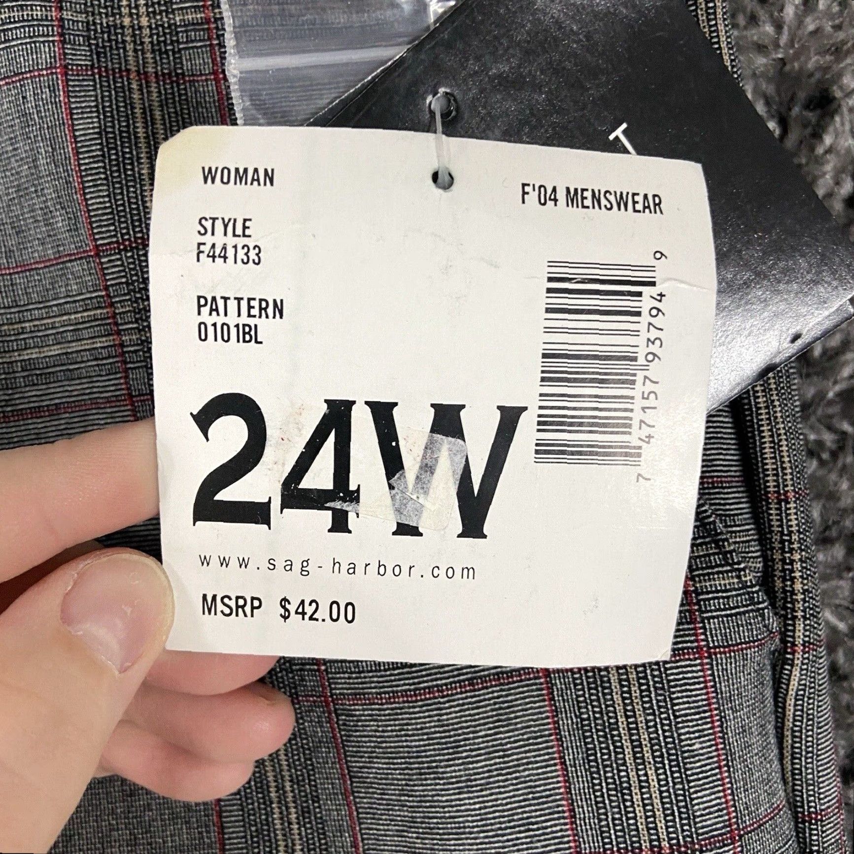 Vintage VINTAGE? No — Actually: Sage Harbor Dress Pants Gray Plaid Women Adult 24 Regular Gray Plaid Dress Pants Women 24 Size 42" / US 20 - 6 Thumbnail