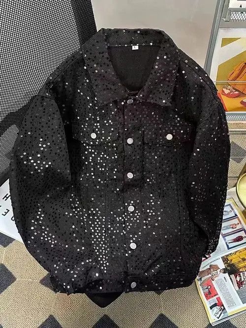 Japanese Brand Hip-hop street sequin design loose casual denim jacket Size US L / EU 52-54 / 3 - 4 Thumbnail