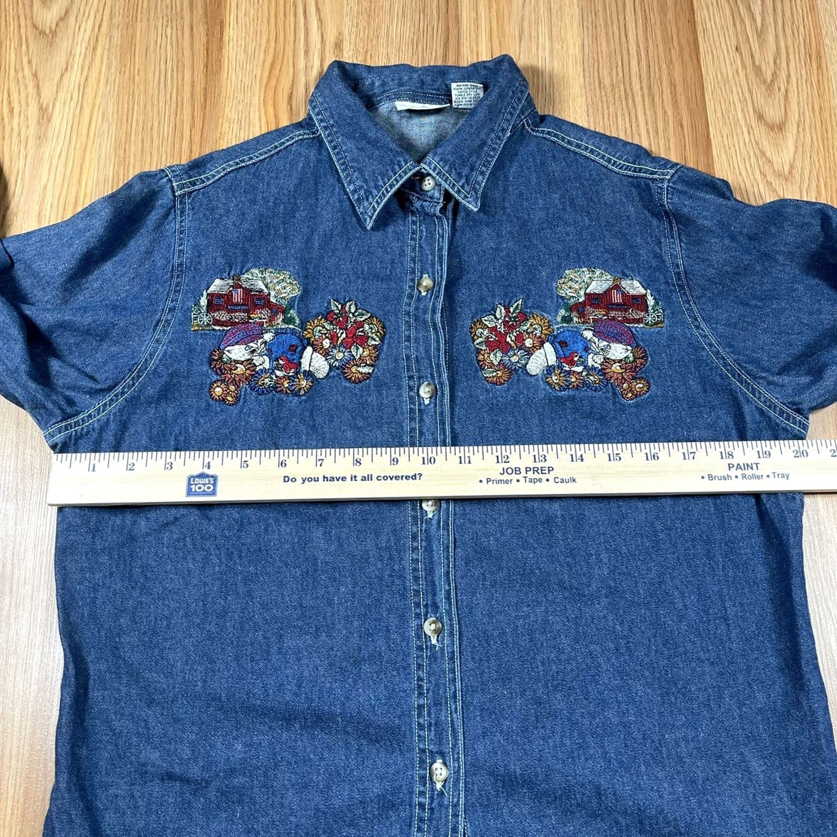 Denime Cabin Creek Womens Shirt Denim Button-Up Blue Long Sleeve Petite Size L Size L / US 10 / IT 46 - 5 Thumbnail