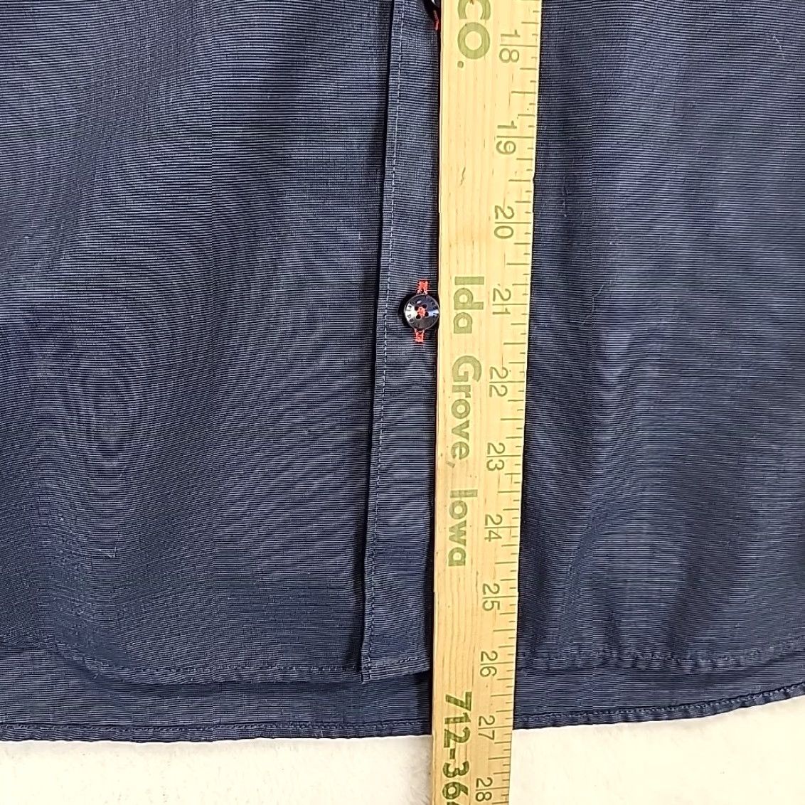Jared Lang VINTAGE: No? (Note: Original title not vintage) Jared Lang Dress Shirt Navy Blue Button-Up Men L Cotton Solid Body/Workwear/Professional Size 42R - 5 Thumbnail