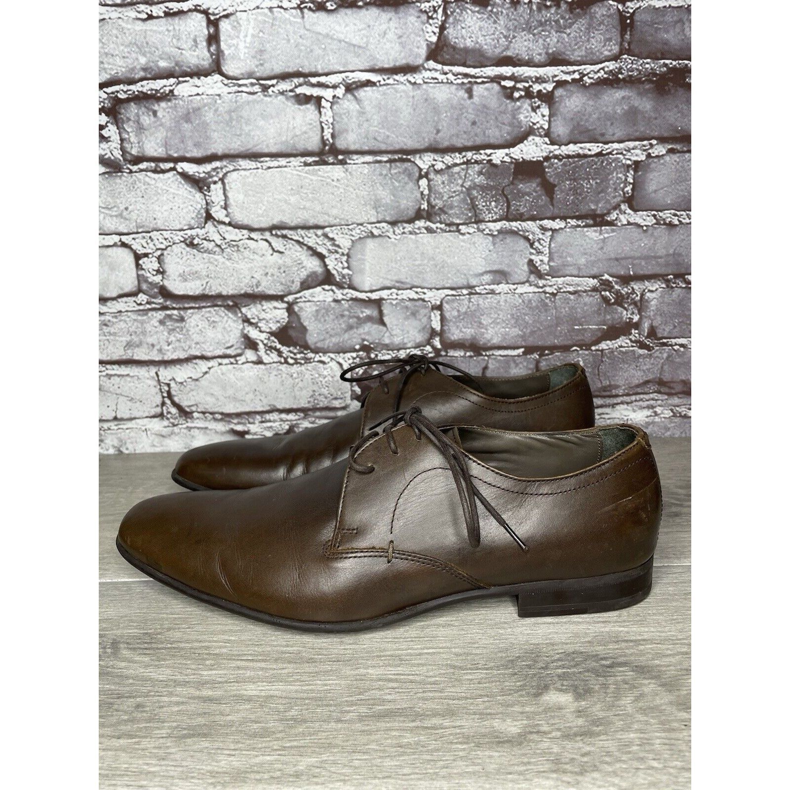 Zara Zara Man Brown Leather Derby Dress Oxfords Lace Up Shoes Men Size US 10 / EU 43 - 7 Thumbnail