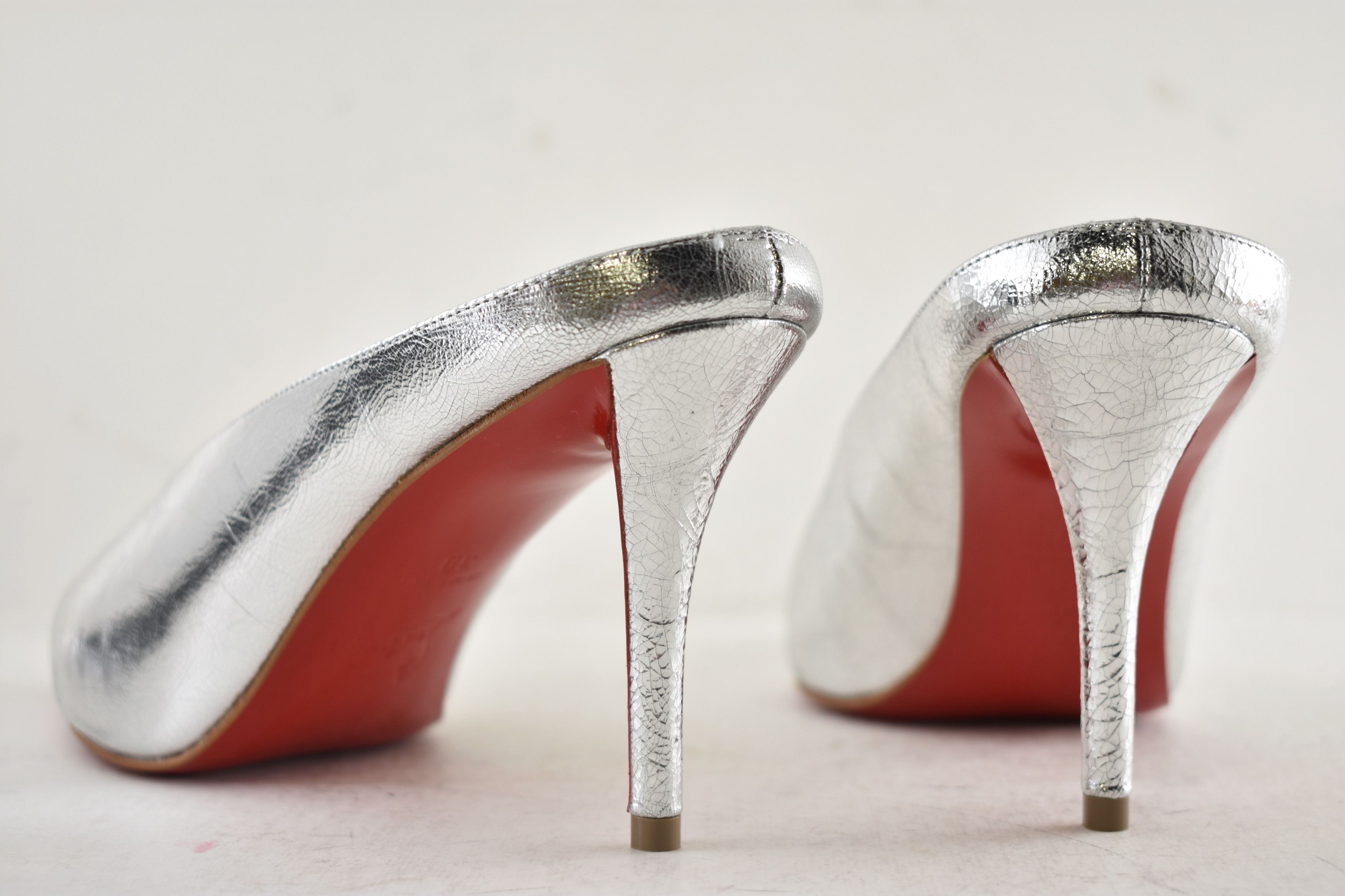 Christian Louboutin Miss Z Slimimule 80 Silver Backless Slide Mule Heel Pump 39 Size US 9 / IT 39 - 17 Thumbnail