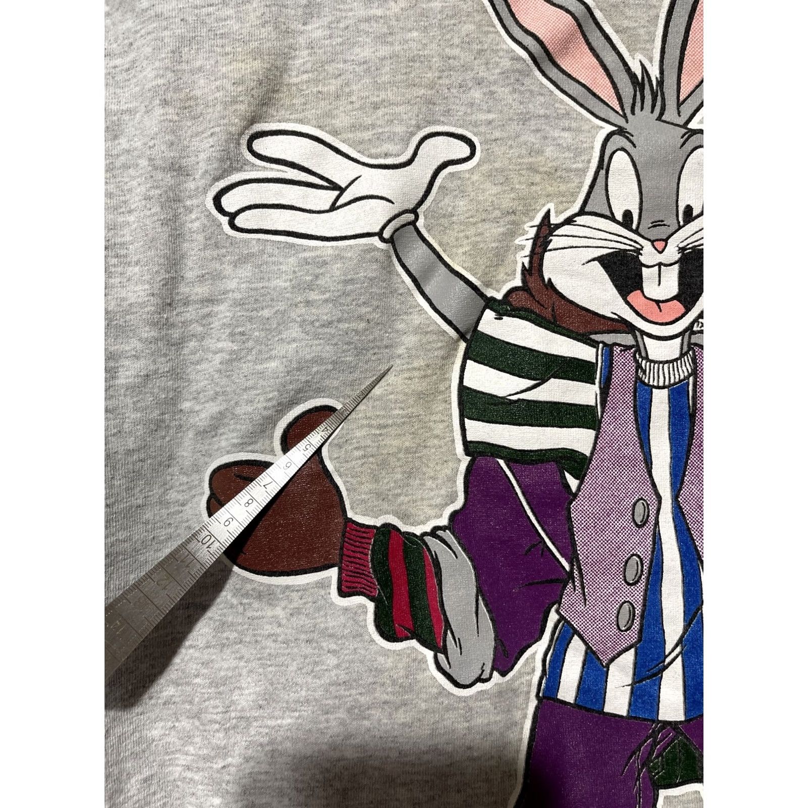 Vintage VINTAGE Looney Tunes Shirt Gray Crop Double Graphics Bugs Bunny Taz Gangster Hip Hop Cartoon 90s Short Sleeve Adult M Womens Mens Size US M / EU 48-50 / 2 - 4 Thumbnail
