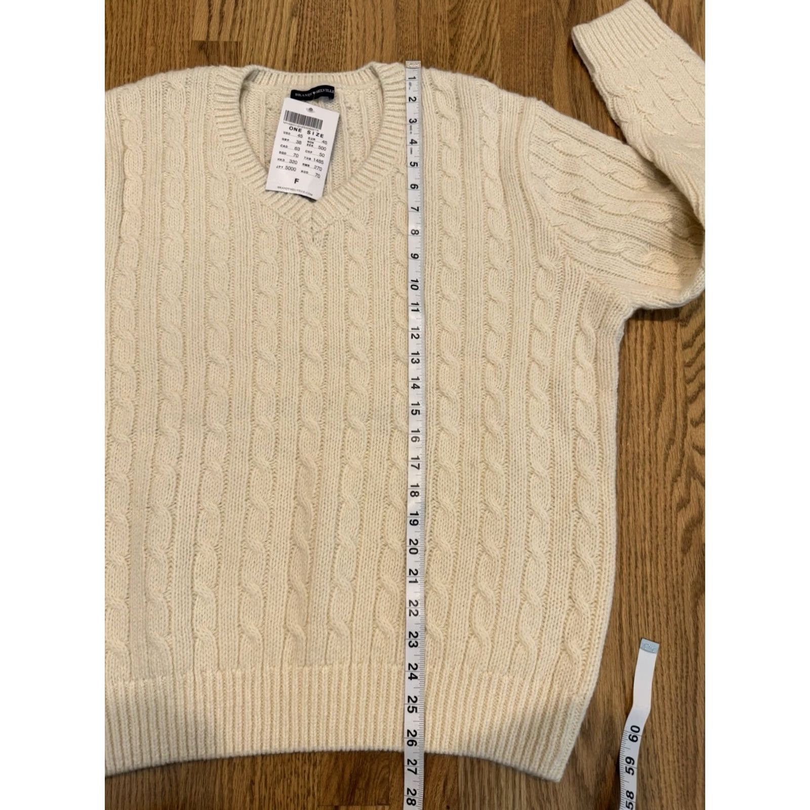 Brandy Melville Brandy Melville Sweater Cardigan Wool Blend V-Neck Cable Knit One Size Cream Women Fall Winter Spring NWT Size ONE SIZE - 4 Thumbnail