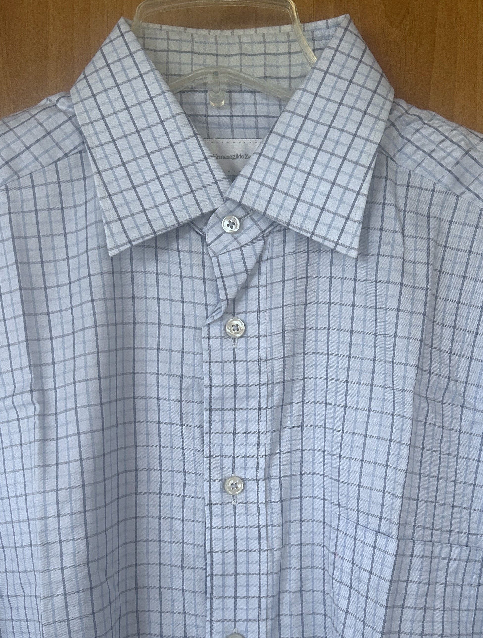 Ermenegildo Zegna Ermenegildo Zegna Blue Check Dress Shirt 16 Italy Cotton NWT Size US M / EU 48-50 / 2 - 2 Thumbnail