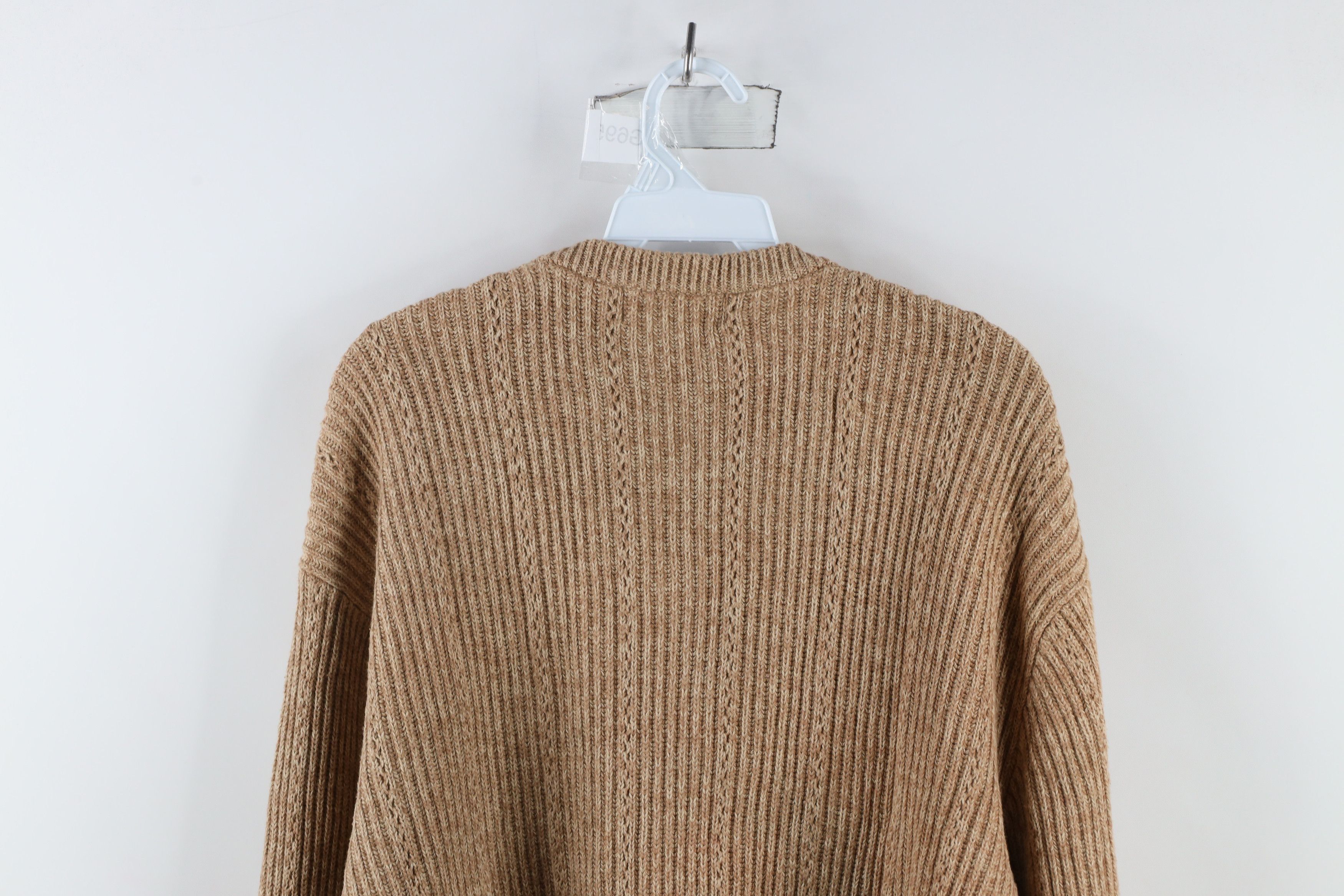 Chaps × Vintage Vintage 90s Chaps Cotton Ribbed Knit Sweater Oatmeal Brown Size US L / EU 52-54 / 3 - 10 Thumbnail
