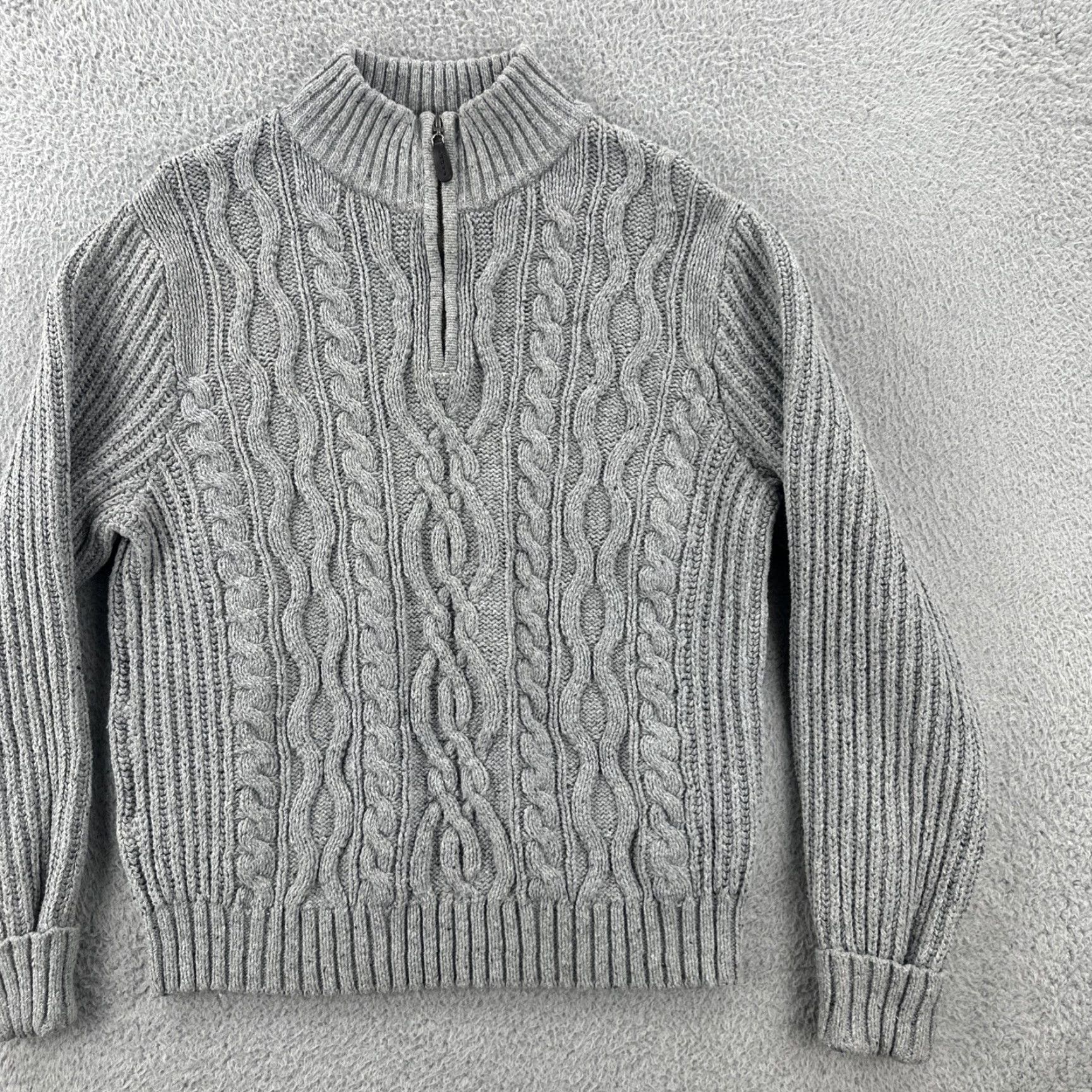 Vintage VINTAGE L.L. Bean Mens Sweater Knit 1/4 Zip Chunky Gray Large EUC Pullover Y2K Mens Size US L / EU 52-54 / 3 - 2 Thumbnail