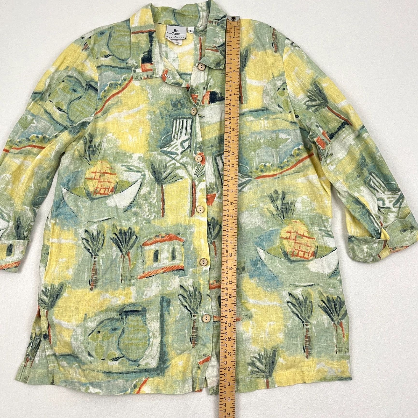 Marcs Hot Cotton Marc Ware Shirt Womens L Linen Geometric Beach Button Front Casual, Travel, Workwear Shirt Womens L Linen Multicolor Beach Pattern 90s? Size L / US 10 / IT 46 - 4 Thumbnail