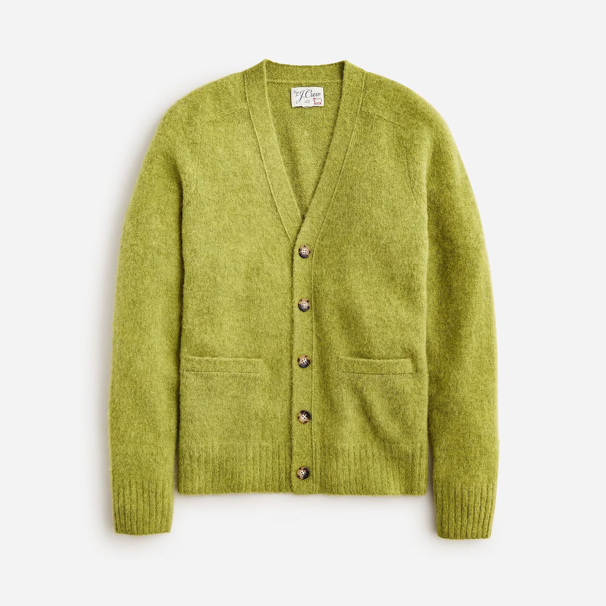 J. CREW Men's Brushed Wool V-neck Cardigan Sweater Green