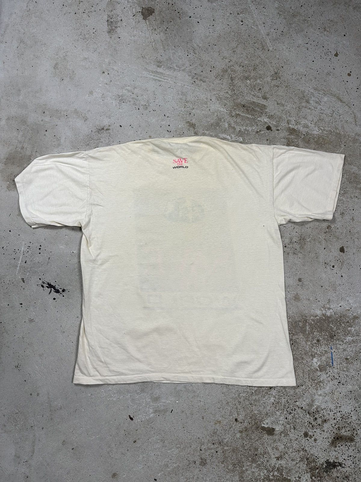 Vintage Vintage 90s Save The World Trashed Single Stitch Tee Size US XL / EU 56 / 4 - 2 Thumbnail