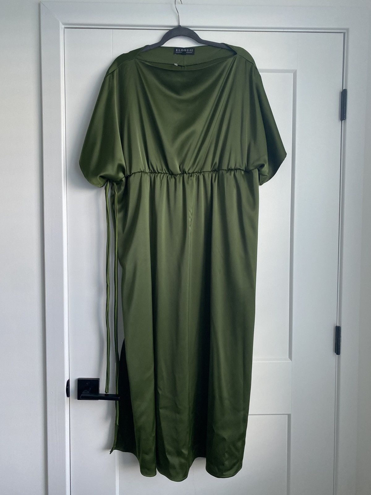 Other Eloquii Womens Satin Boat Neck Waist Tie Chic Maxi Dress Size 3XL / US 20-22 - 2 Thumbnail