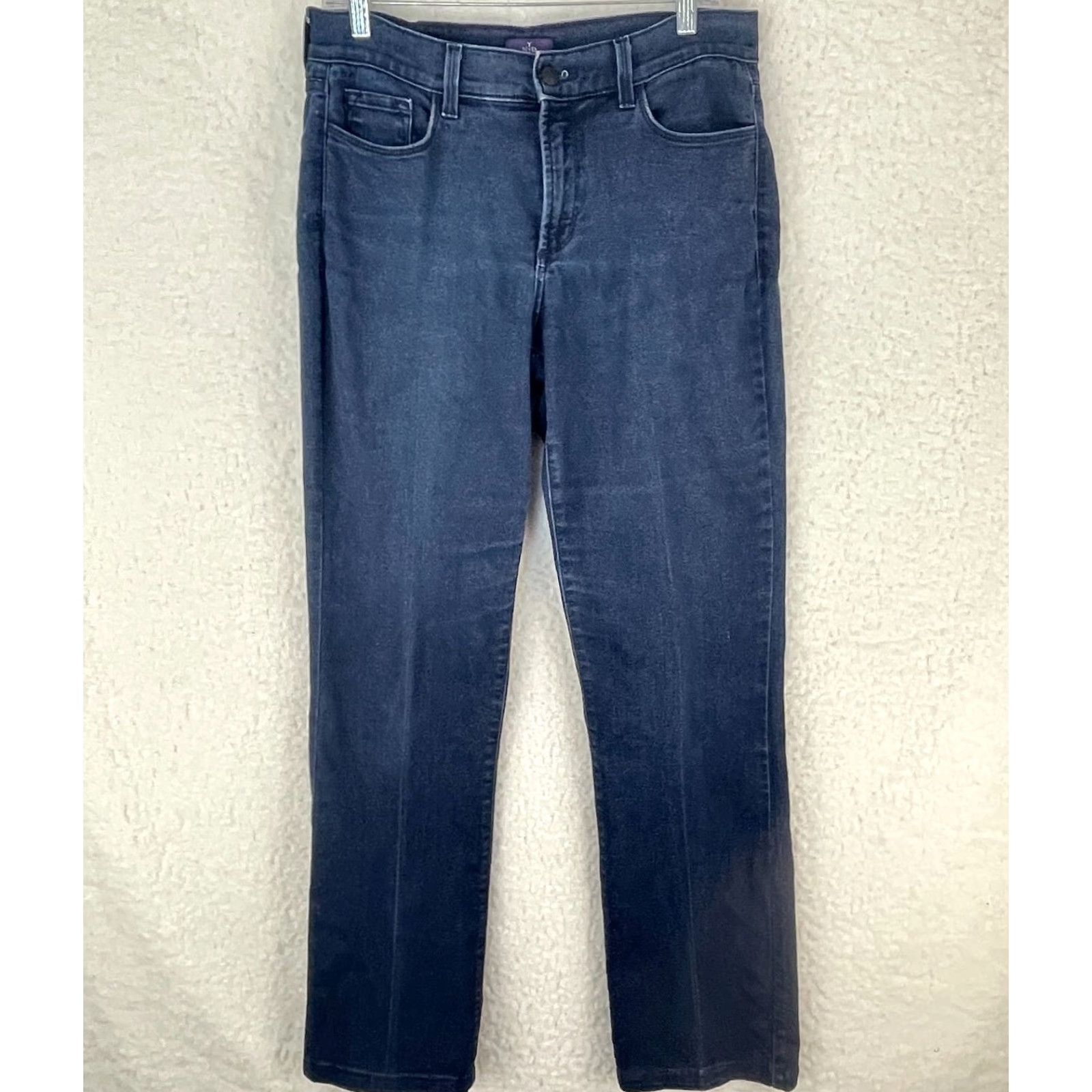 NYDJ NYDJ Blue Denim Embellished Straight Leg Jeans Womens Size 8 Casual Modern City USA Stretch Regular 5-Pocket Blue Denim Try-ons Size 30" / US 8 / IT 44 - 2 Thumbnail