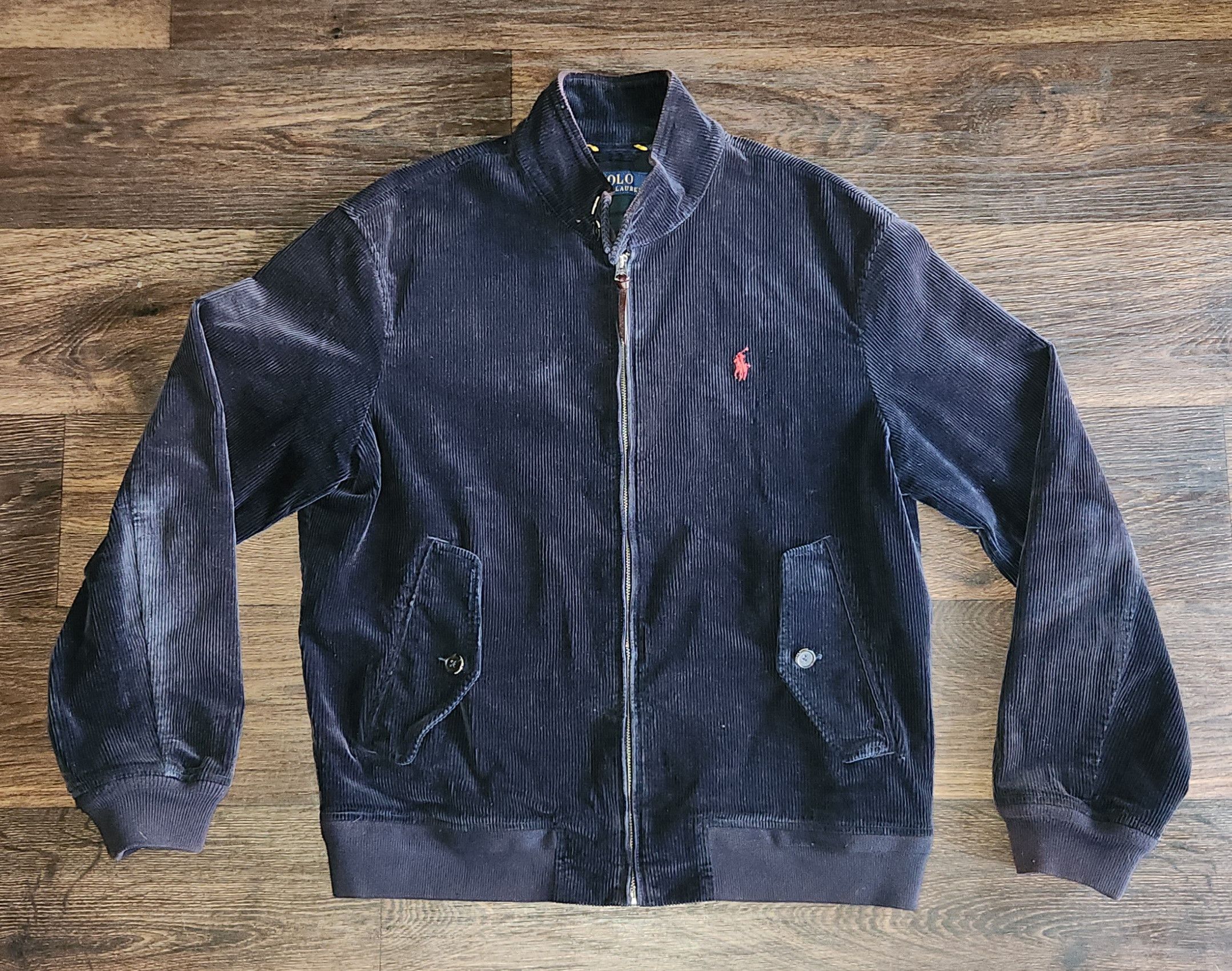 image of Polo Ralph Laurent Corduroy Bomber Jacket Men Size Medium in Black