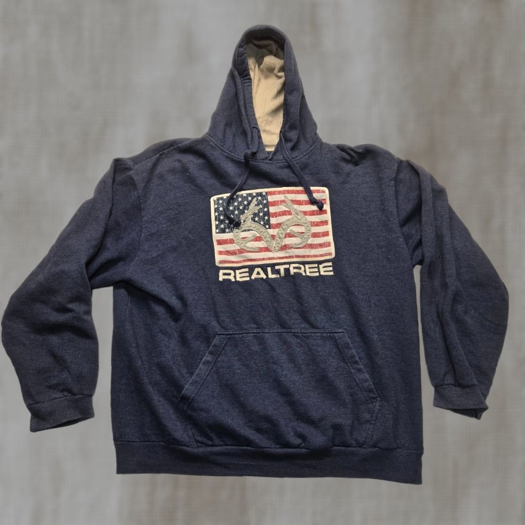 Realtree Realtree USA Fishing Hoodie Blue Kangaroo Pocket Sweatshirt Adult Men's 2XL XXL Sleeve Long Sleeve Pullover Hoodie Pockets Logo Jersey Regular Men Size US XXL / EU 58 / 5 - 1 Thumbnail
