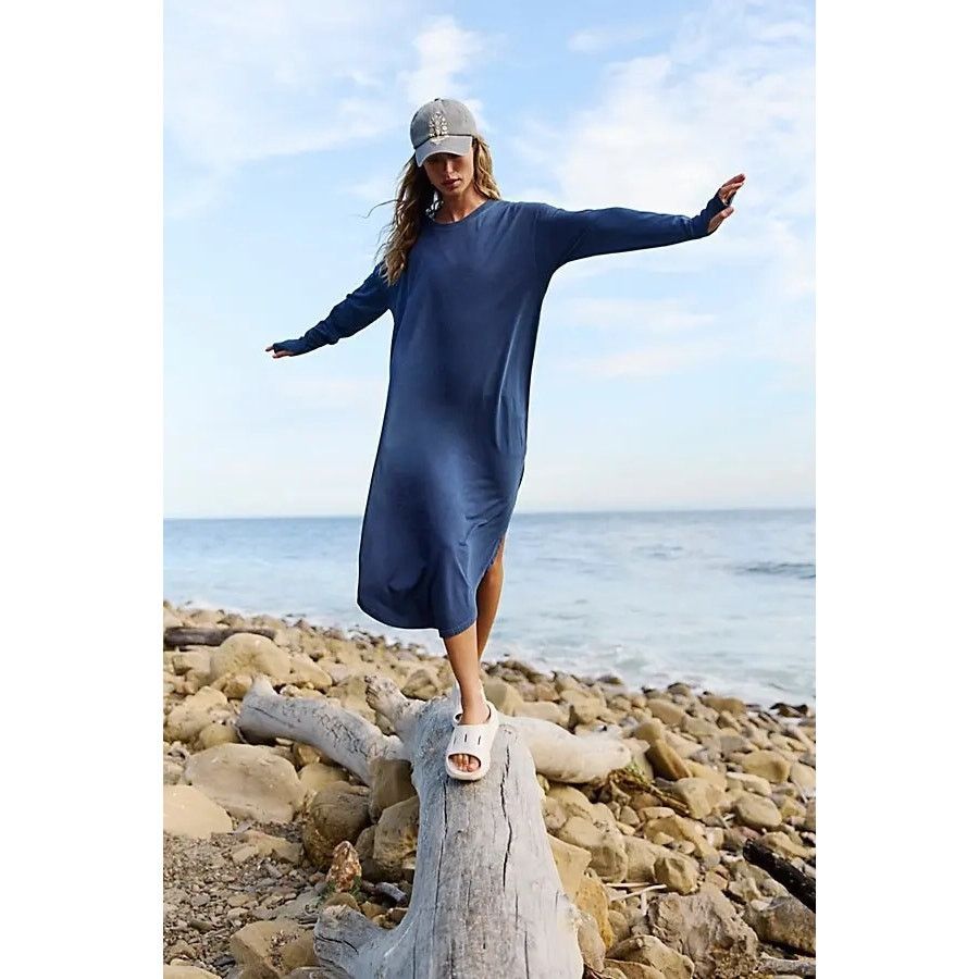 Free People New FP MOVEMENT Long Game Tunic Layer $78 MEDIUM Blue Size M / US 6-8 / IT 42-44 - 2 Thumbnail