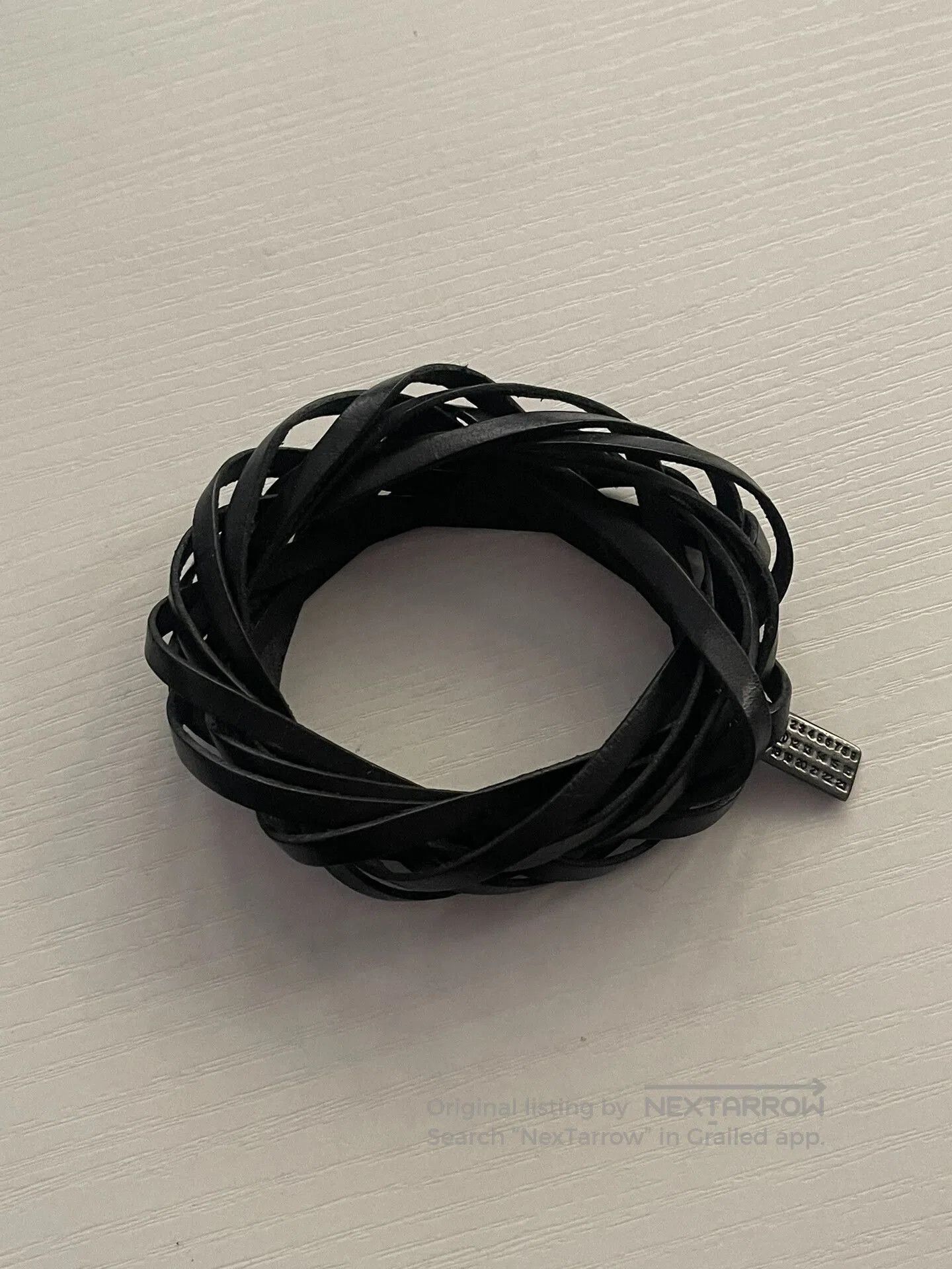 Maison Margiela Maison Martin Margiela Leather Bracelet with Silver Tag. Size ONE SIZE - 5 Thumbnail