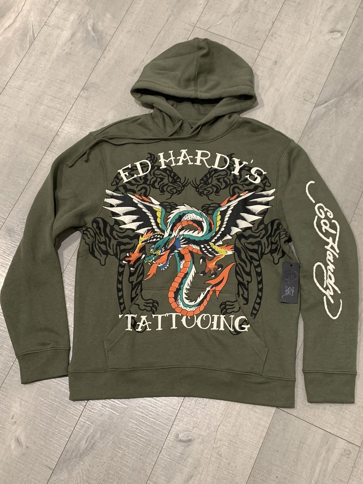 Ed Hardy *RARE* New Ed Hardy Tattooing Dragon Tiger AOP Print Hoodie Size US M / EU 48-50 / 2 - 1 Thumbnail