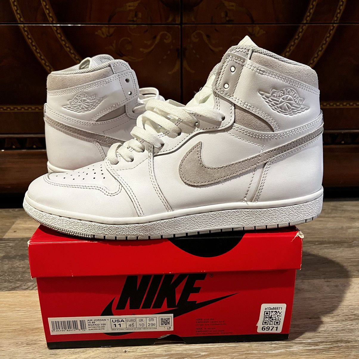 image of Jordan Nike Jordan 1 Retro 85 Neutral Grey 85 Shoes in White, Men's (Size 11)