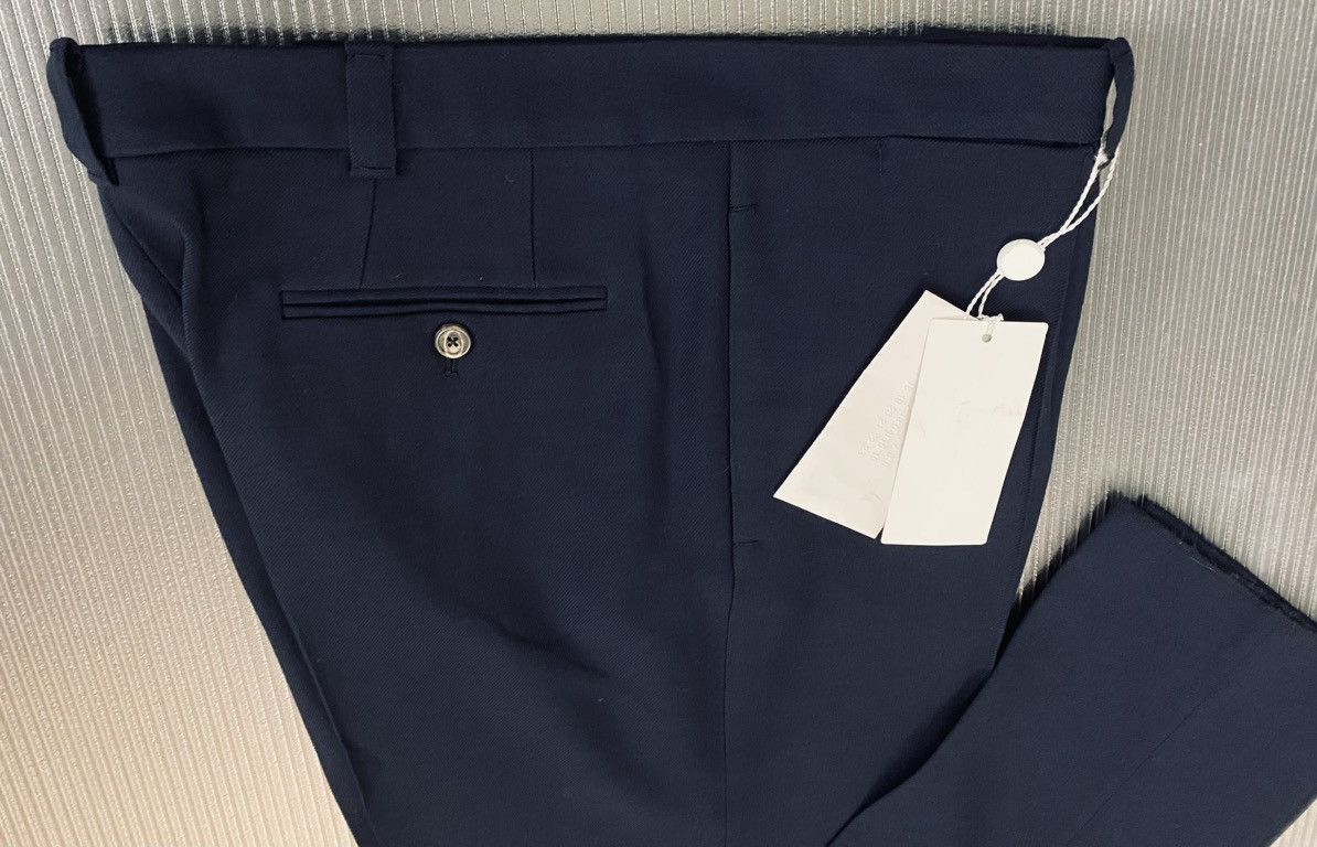 Maison Margiela MM 14 🇮🇹 Dark Blue Gabardine Wool Invert Pleat Slacks 52 NWT Size US 36 / EU 52 - 11 Thumbnail