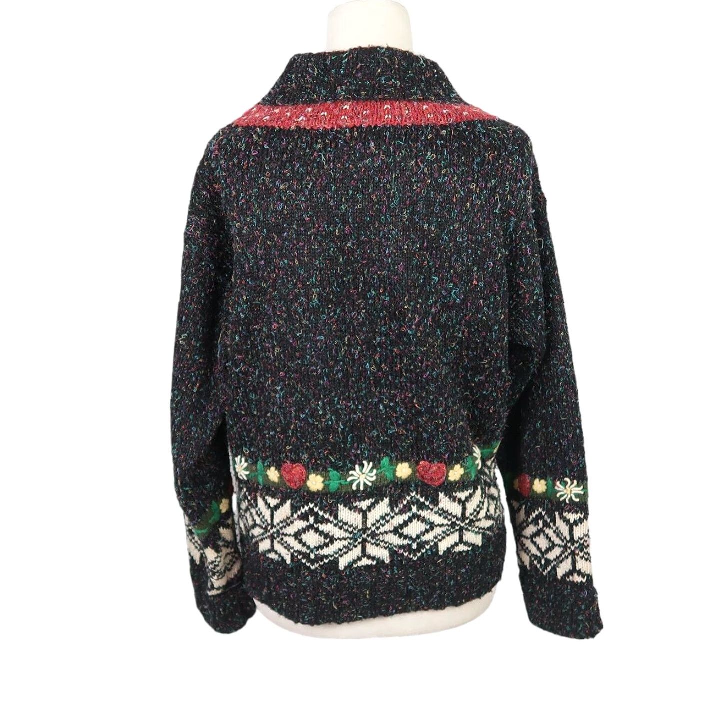Vintage VINTAGE 90s PBJ SPORT Embroidered Snowflake Knit Sweater Womens S Black Winter Pullover High Neck Size S / US 4 / IT 40 - 5 Thumbnail