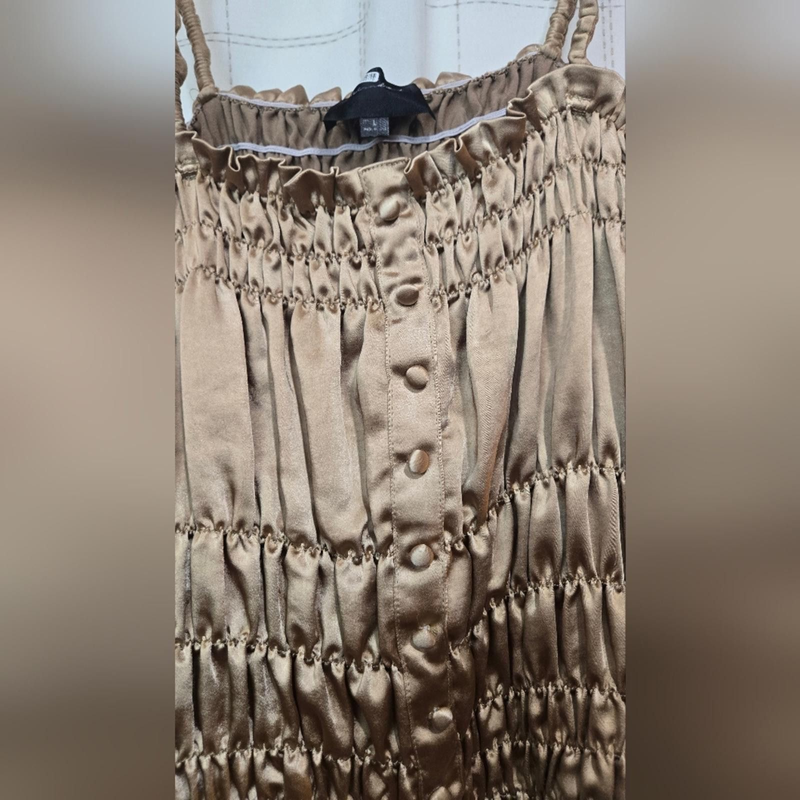 Other Line & Dot "Dolly" Smocked Satin Top Size L / US 10 / IT 46 - 3 Thumbnail