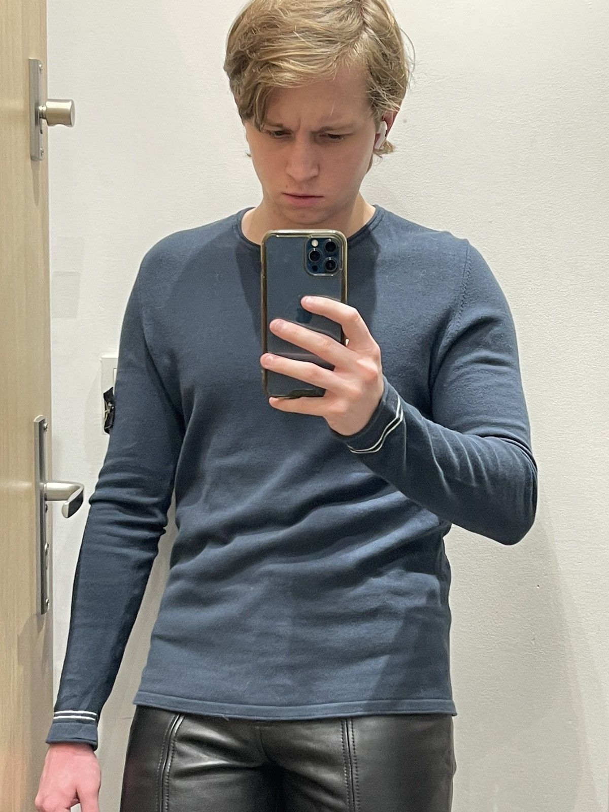 Stone Island Stone Island Navy Grey Striped White Sleeve Thin Sweater Size US M / EU 48-50 / 2 - 4 Thumbnail