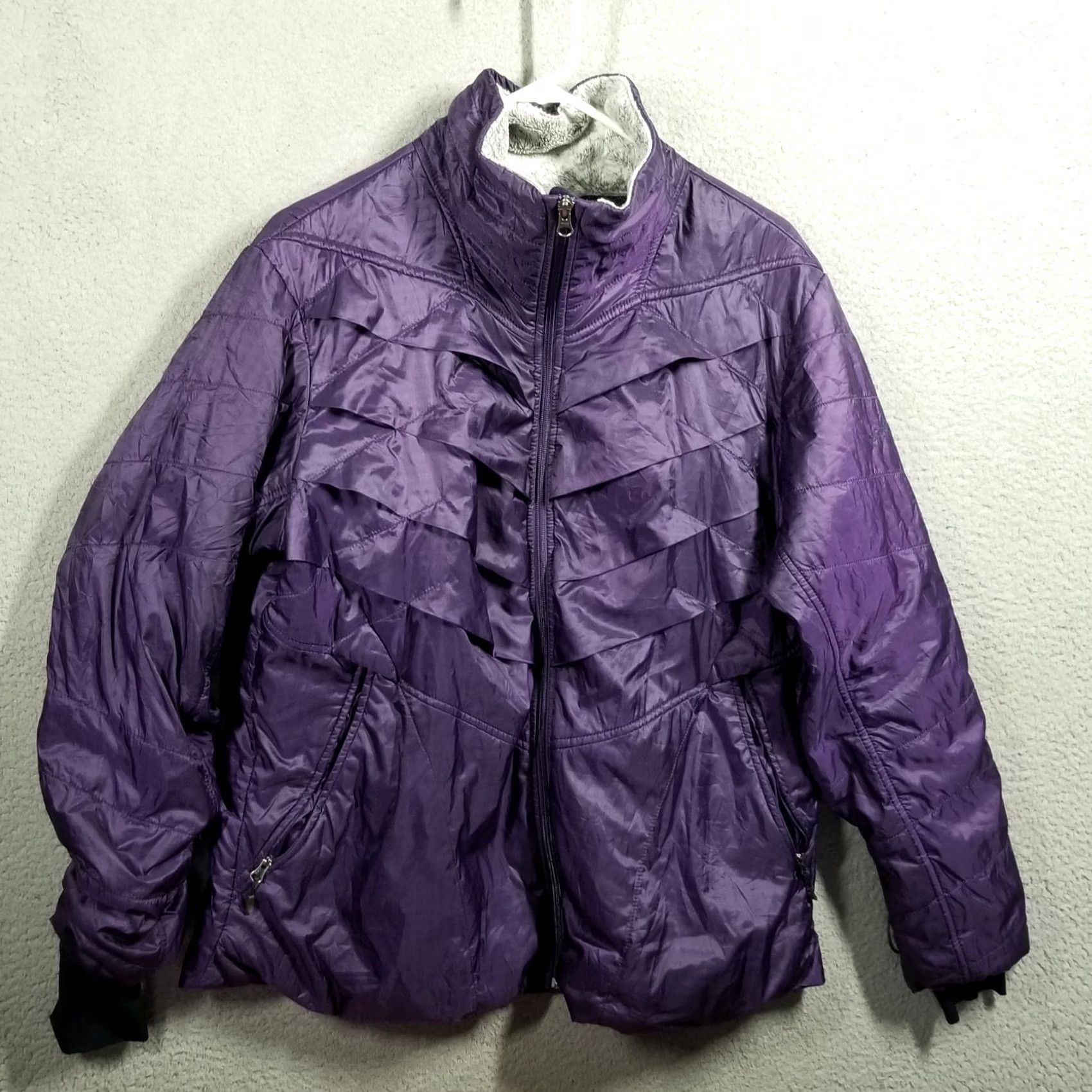 Vintage Columbia Omni-Heat Jacket Womens Plus Size 1X Purple Puffer Mid Length Hooded Zipped Pockets Exterior Polyester Outer Shell Winter Casual Travel Size XL / US 12-14 / IT 48-50 - 2 Thumbnail