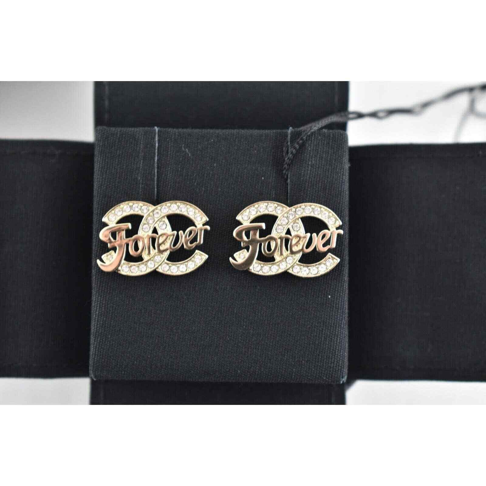 Chanel Chanel Gold Crystal Forever Dangle Statement Stud Earrings Size ONE SIZE - 7 Thumbnail