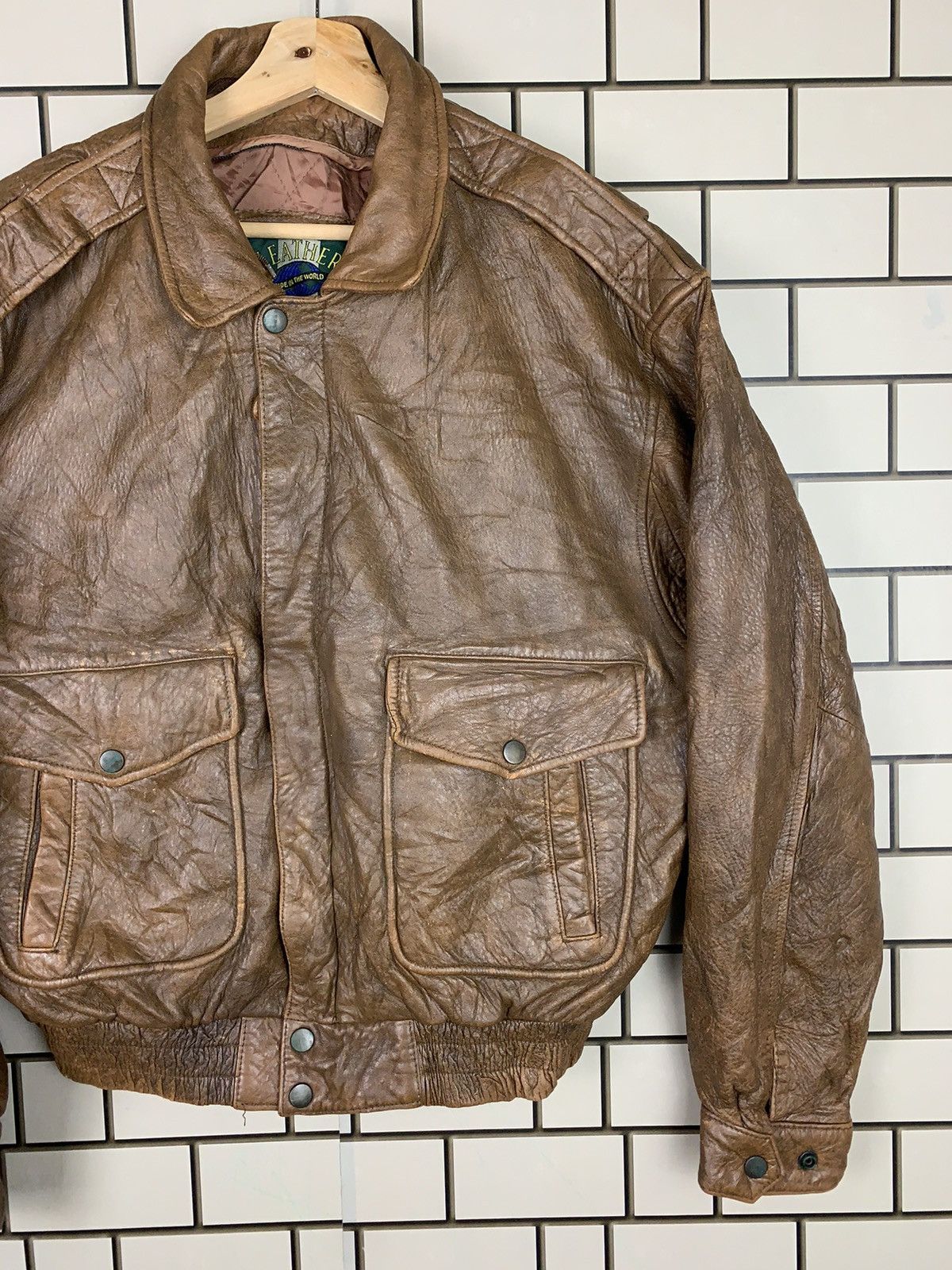 14th Addiction Vintage Japanese Brand Leather Bomber Jacket Size US L / EU 52-54 / 3 - 8 Thumbnail