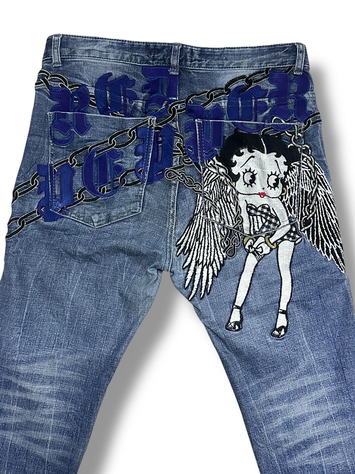 Cartoon Network Red Pepper X Betty Boop Embroidered Vintage Slim Style Faded Size US 33 - 3 Thumbnail