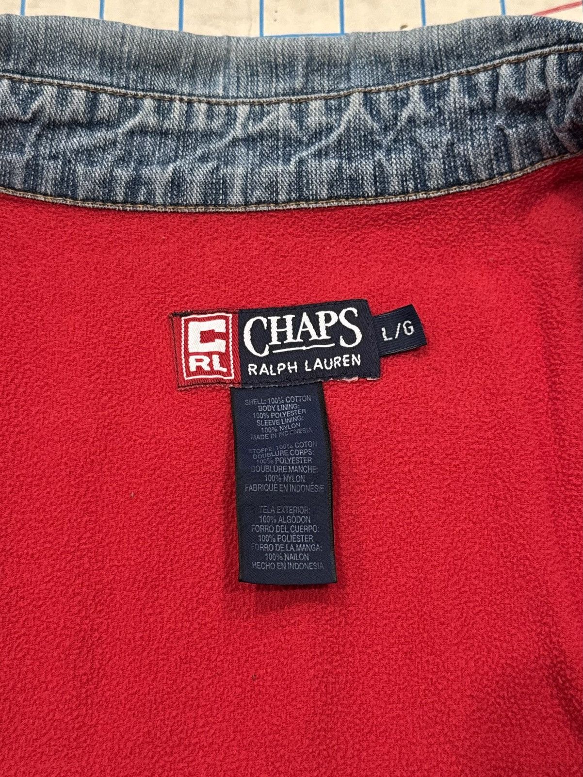 Chaps Ralph Lauren Vintage Chaps Ralph Lauren Denim Button Up Red Fleece Liner Size US L / EU 52-54 / 3 - 5 Thumbnail