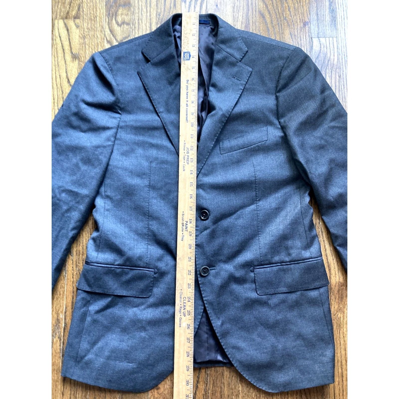 Proper Cloth Proper Cloth Blazer Mens 39 Wool Gray Surgeon’s Cuffs Notch Lapel Two-Button Front Single-Breasted Regular Fit 2 Piece Vintage: No Size 40R - 6 Thumbnail