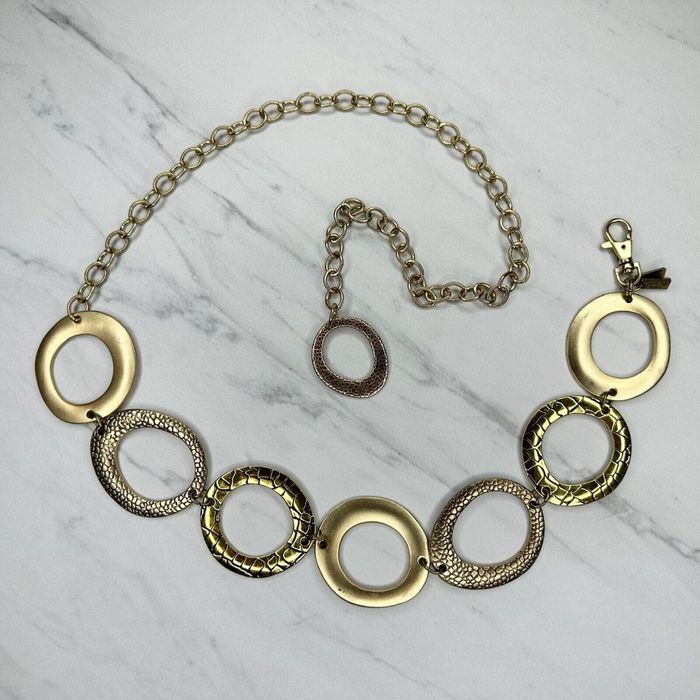 Chicos Chico's Animal Print Gold Tone Metal Chain Belt OS One Size