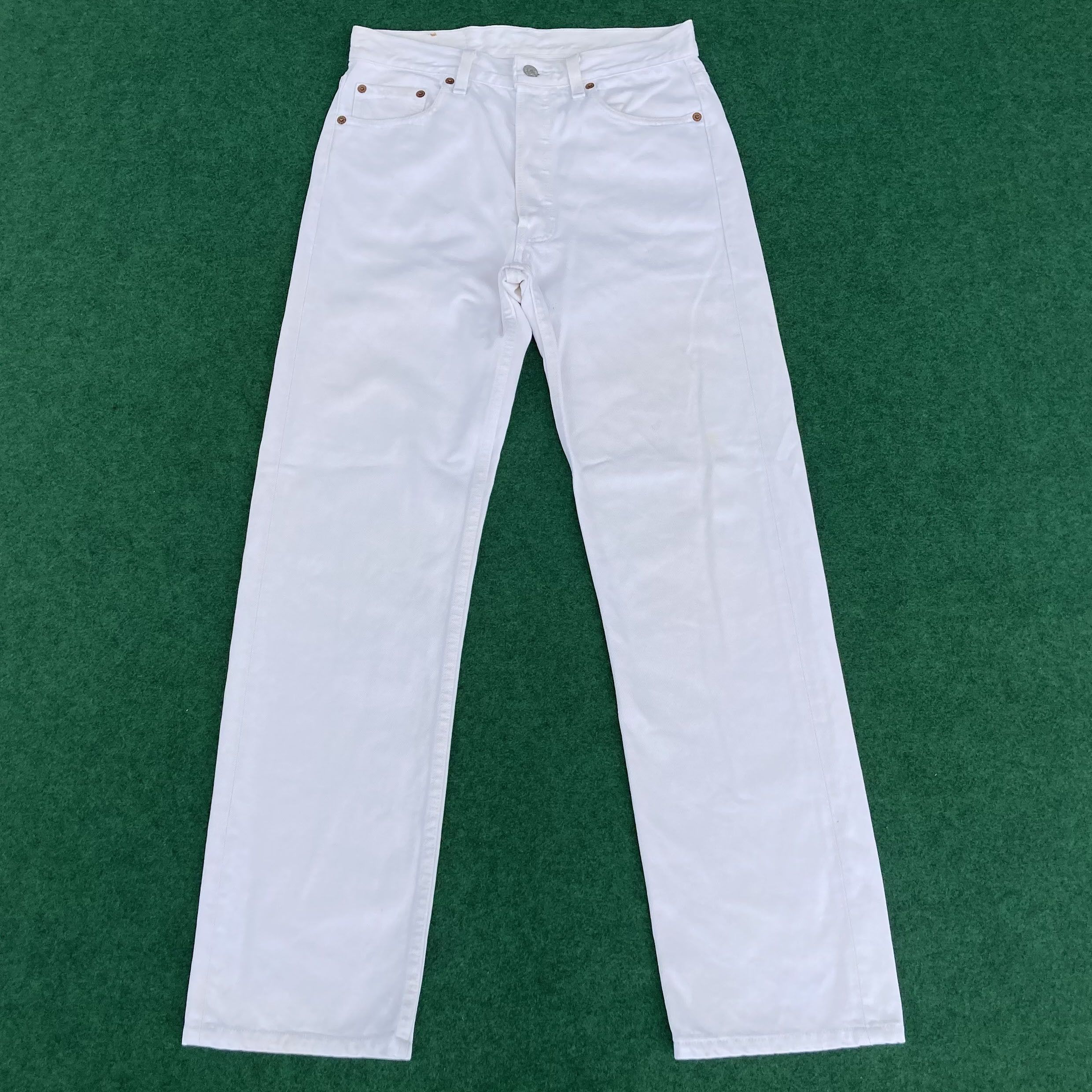 Levi's × Vintage Vtg Levis 501 Distressed Ripped Sz 29 White Grunge Jeans Size US 29 - 1 Thumbnail