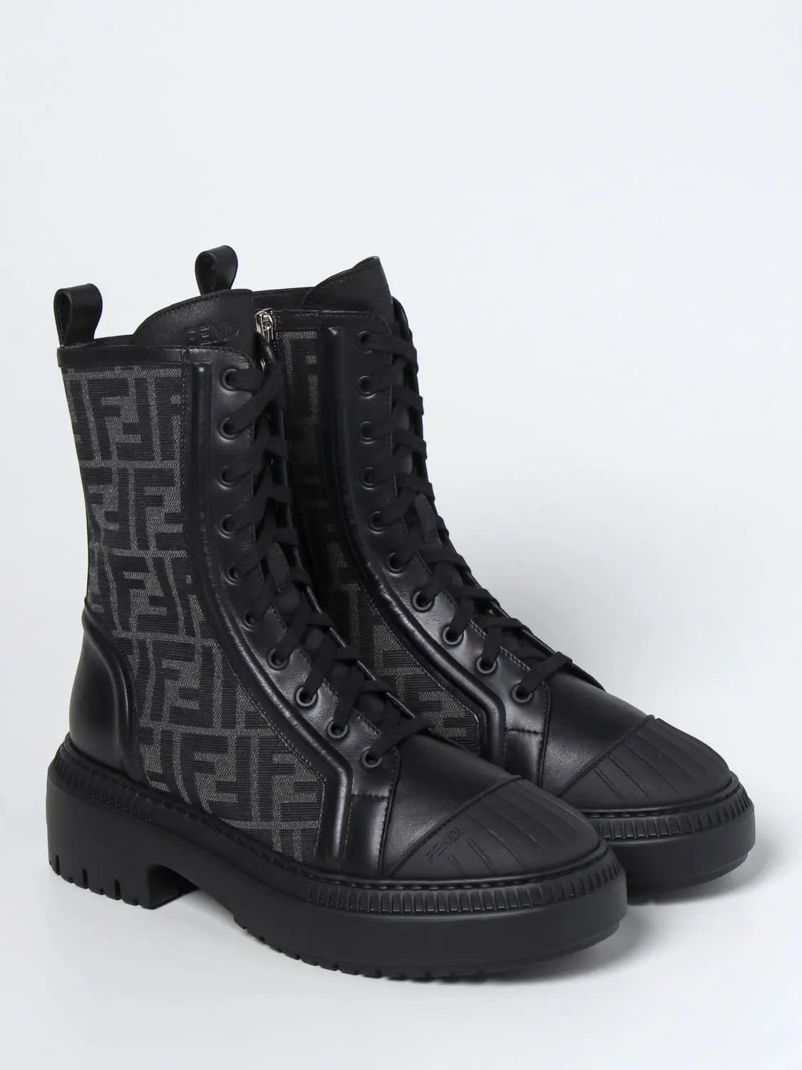 Fendi o1B3y1r0426 FF Motif Domino Biker Boots in Black Size US 7 / IT 37 - 4 Thumbnail
