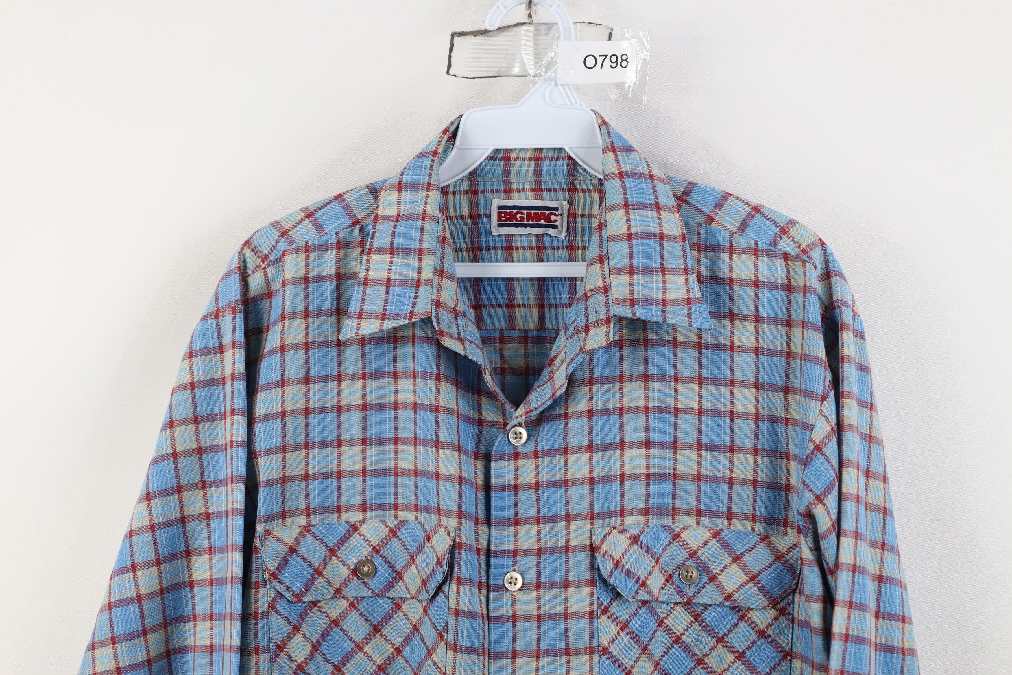 Vintage Vintage 70s Big Mac Knit Collared Button Shirt Plaid USA Size US M / EU 48-50 / 2 - 2 Thumbnail