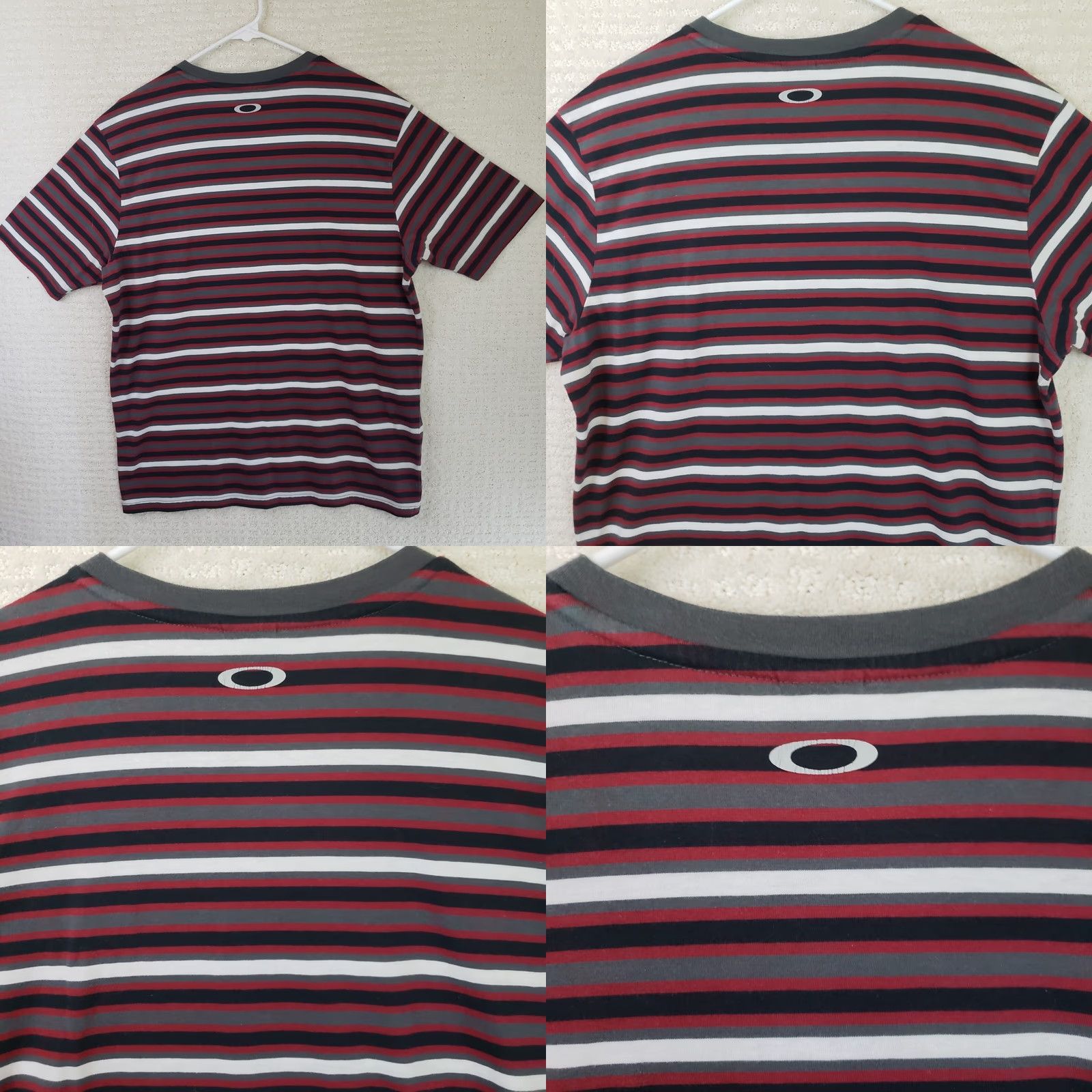 Oakley Oakley Mens XL T-Shirt Striped Crewneck Red, Black, White Multicolor Oakley Markings Summer Tee Men XL Size US XL / EU 56 / 4 - 8 Thumbnail