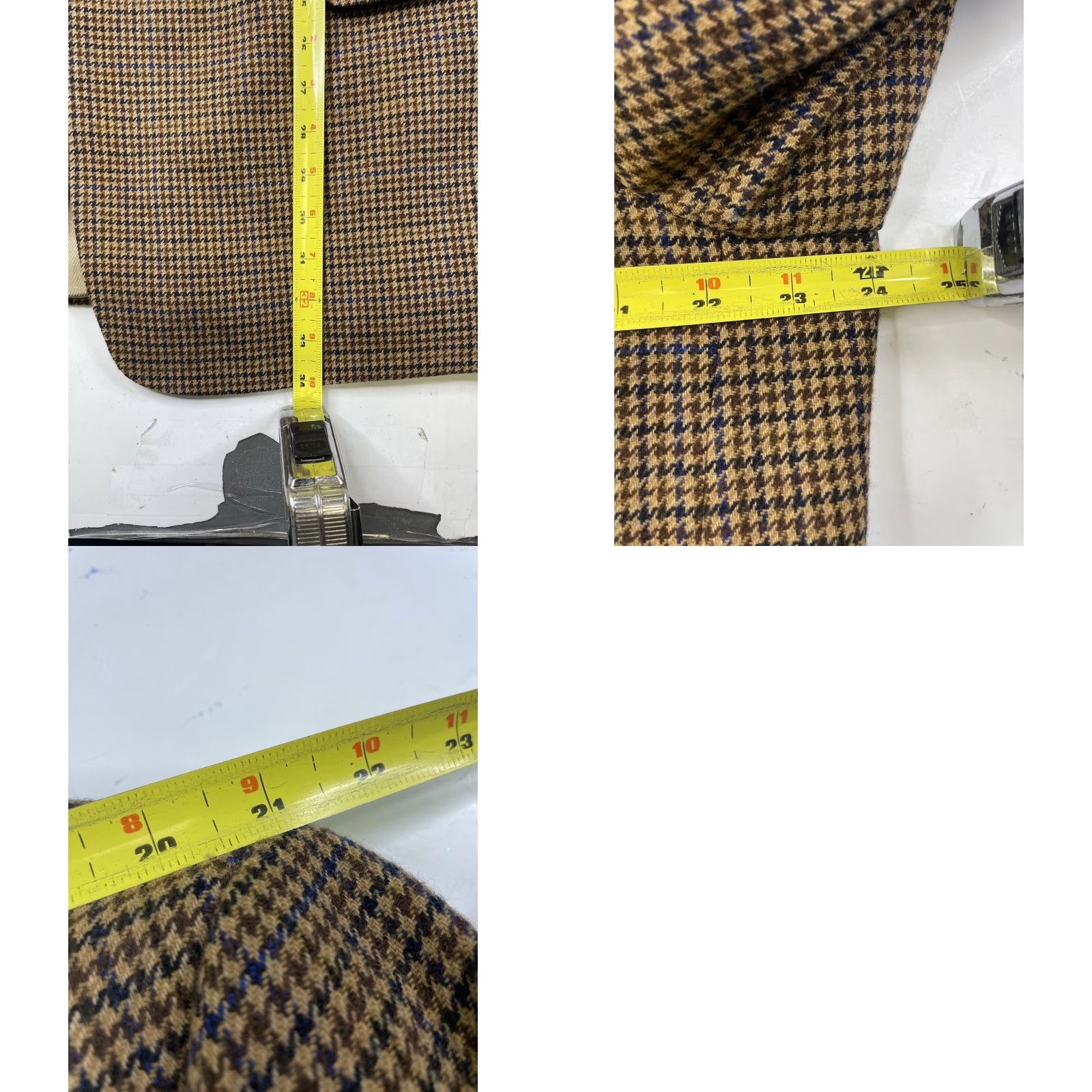Vintage Edinburgh Sport Coat Men 46R Brown 100% Cashmere Houndstooth Blazer Jacket Elbow Edinburgh Size 46R - 8 Thumbnail