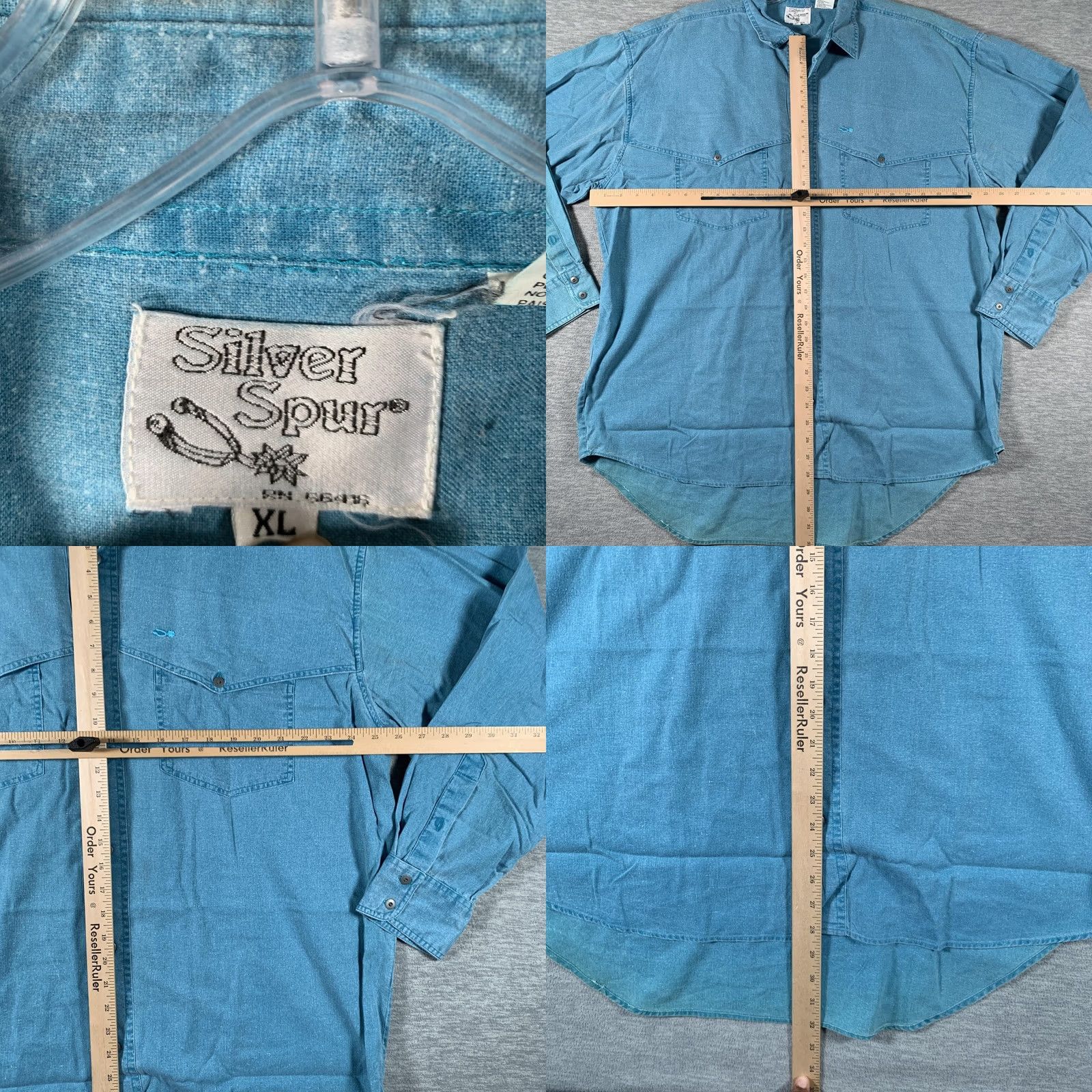 Denime Silver Spur Shirt Mens XL Blue Denim Long Sleeve Western Button Front Casual Size US XL / EU 56 / 4 - 8 Thumbnail